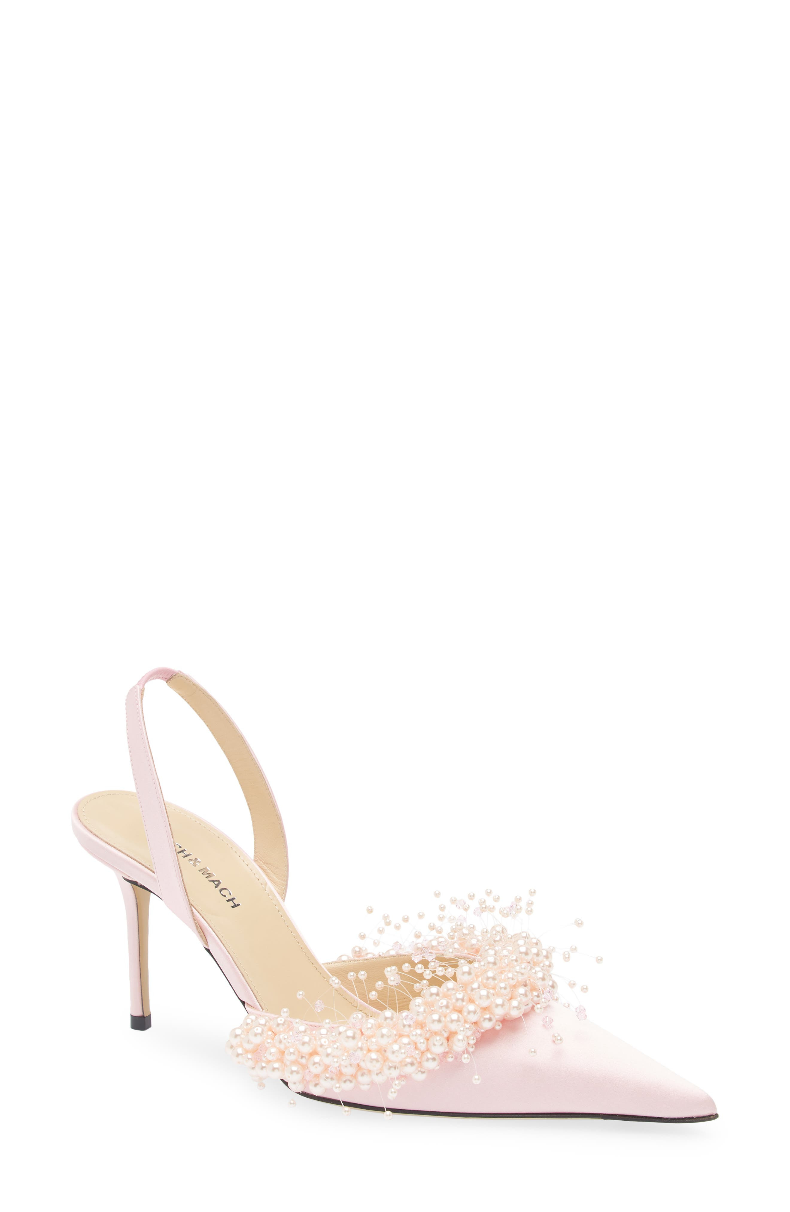 Mach & Mach Floating Faux Pearl Slingback Pump in Pink at Nordstrom - 1