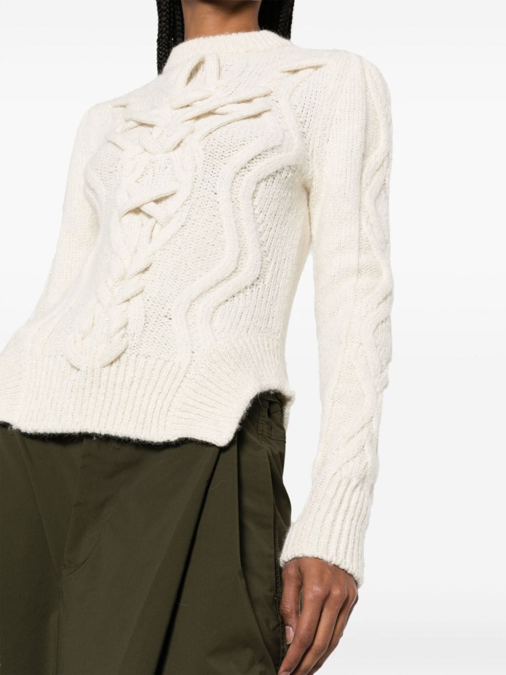 cable-knit mock-neck jumper - 5