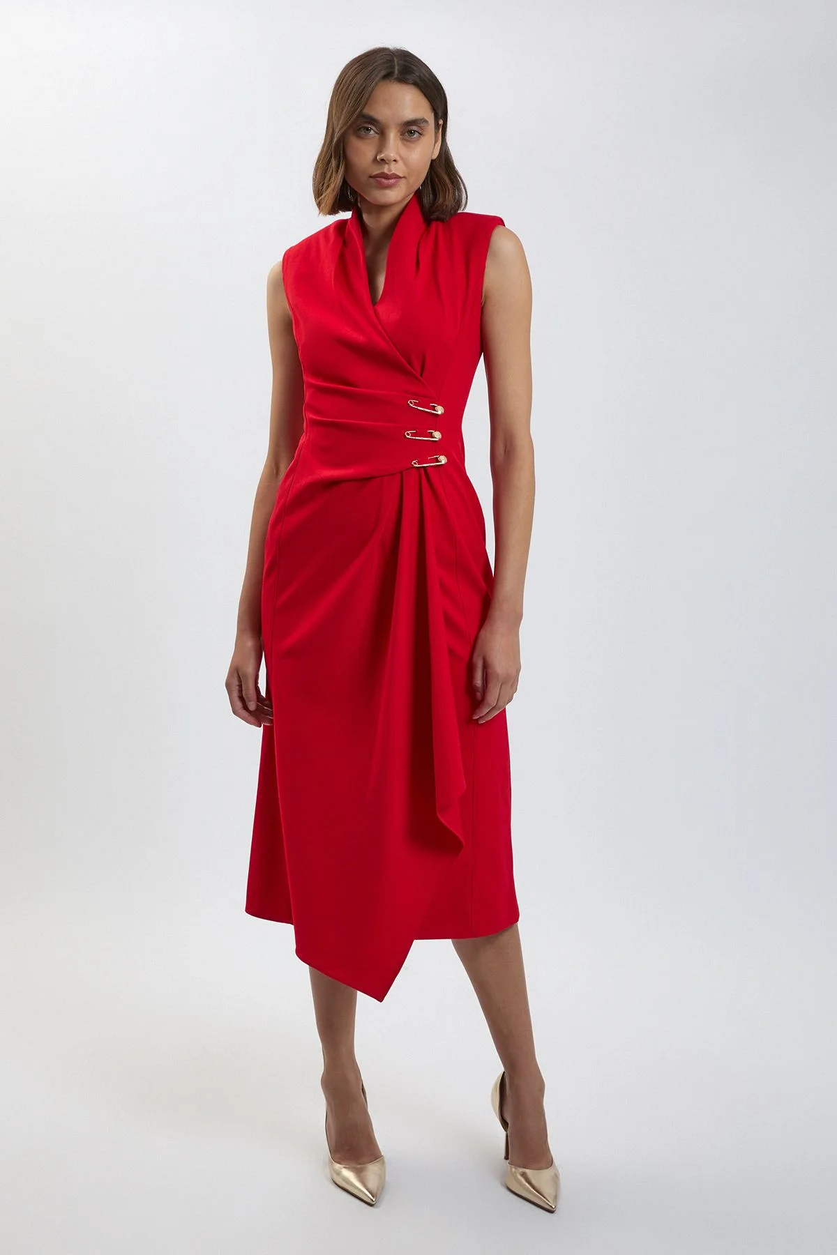 Trim Tailored Midi Pencil Dress - 1