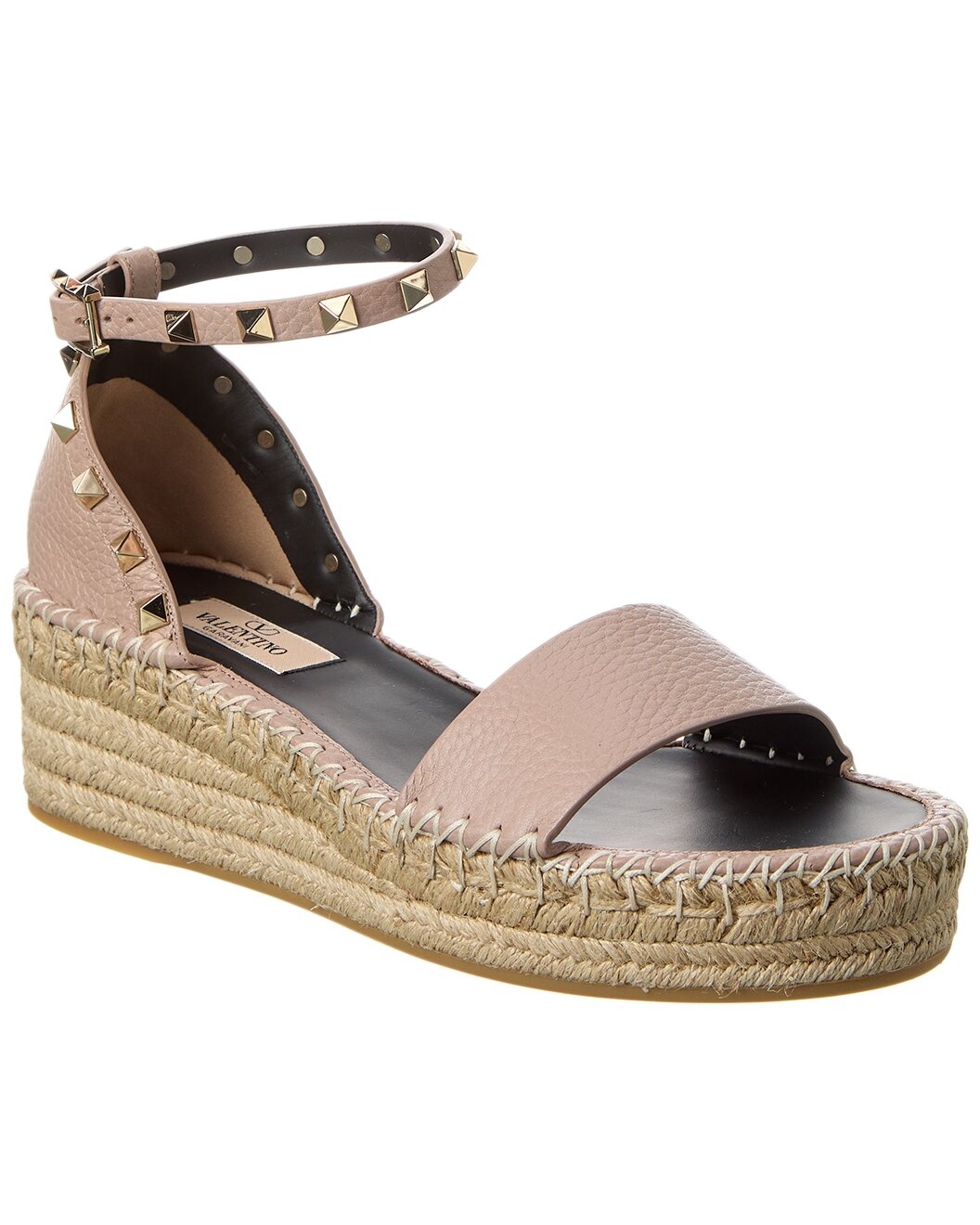 Valentino Rockstud 55 Grainy Leather Platform Sandal - 1