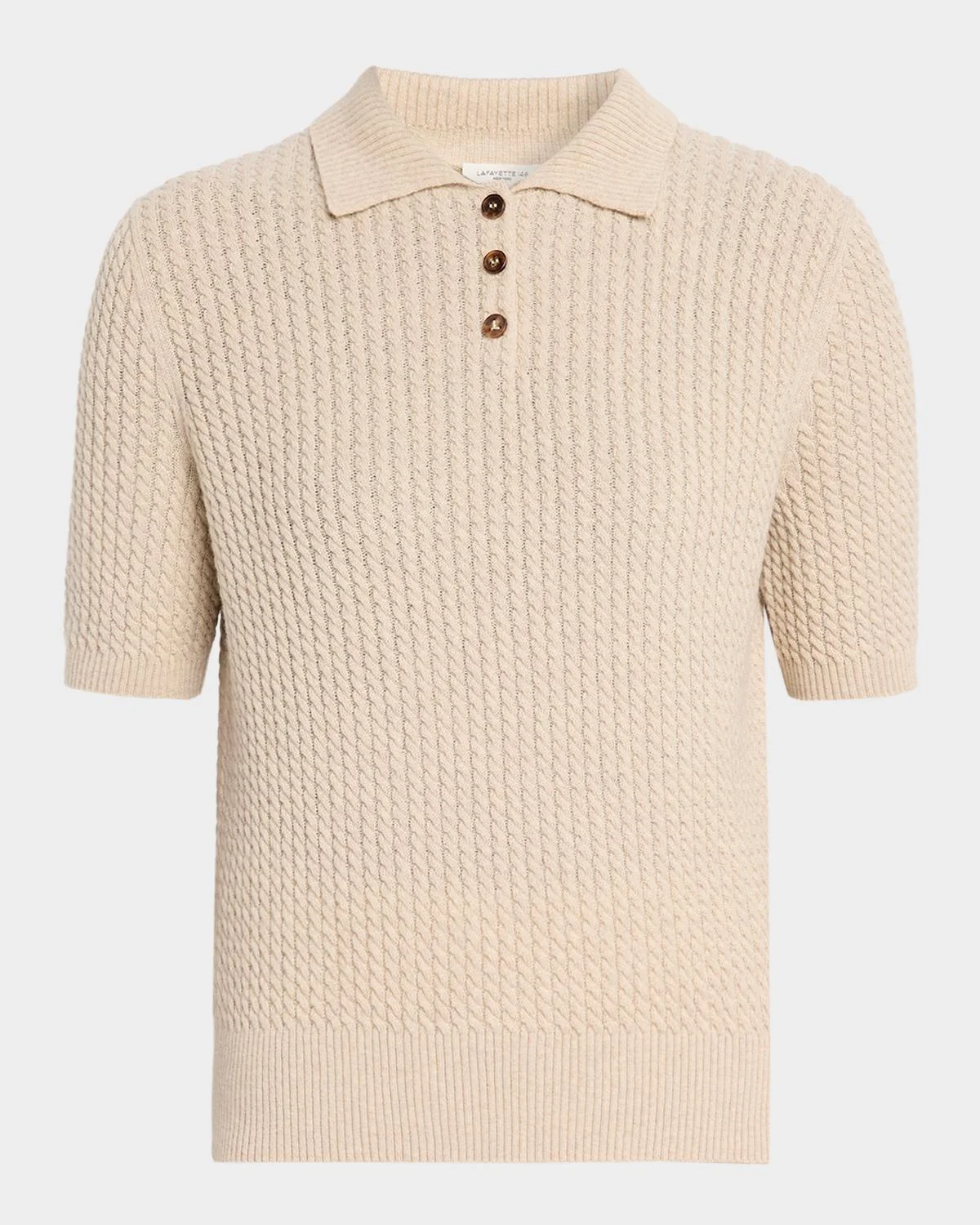 Cable-Knit Cashmere Polo Sweater - 1
