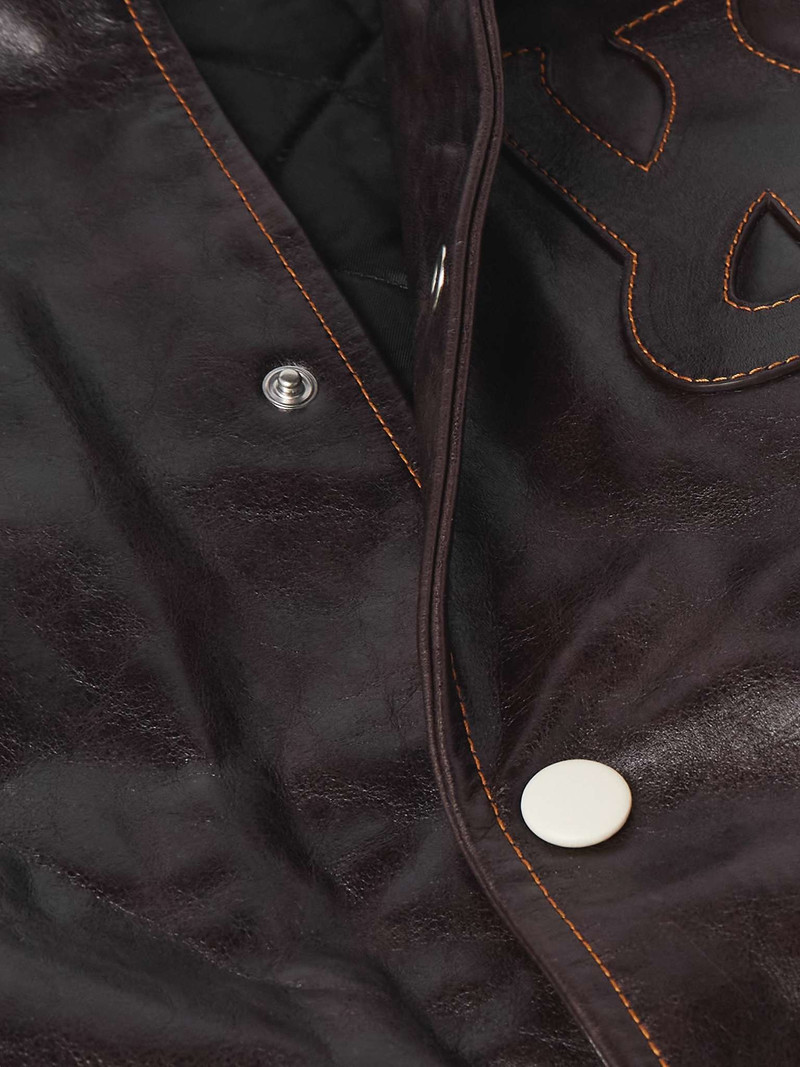 Prince Logo-Appliquéd Padded Leather Varsity Jacket 4