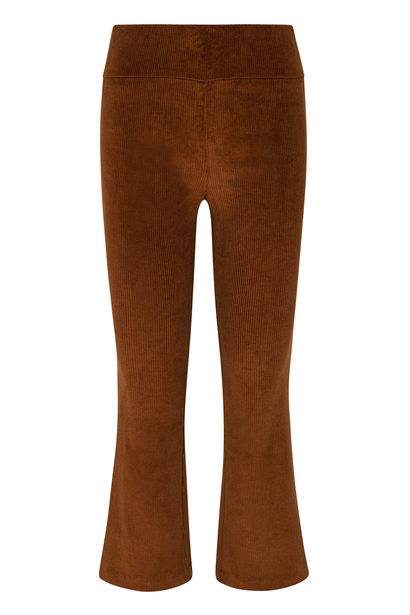 DARK COGNAC CORDUROY CROP FLARE PANTS - 5