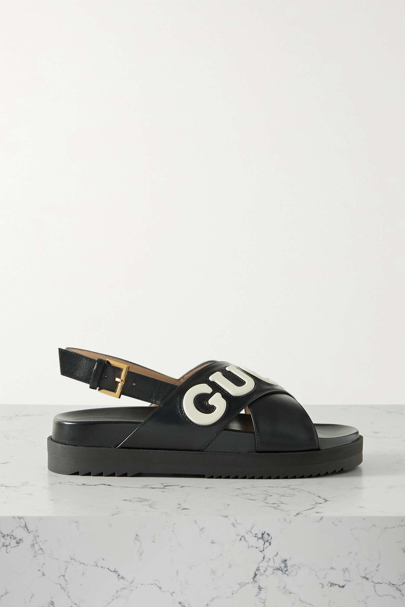 Logo-appliquéd leather slingback sandals - 1