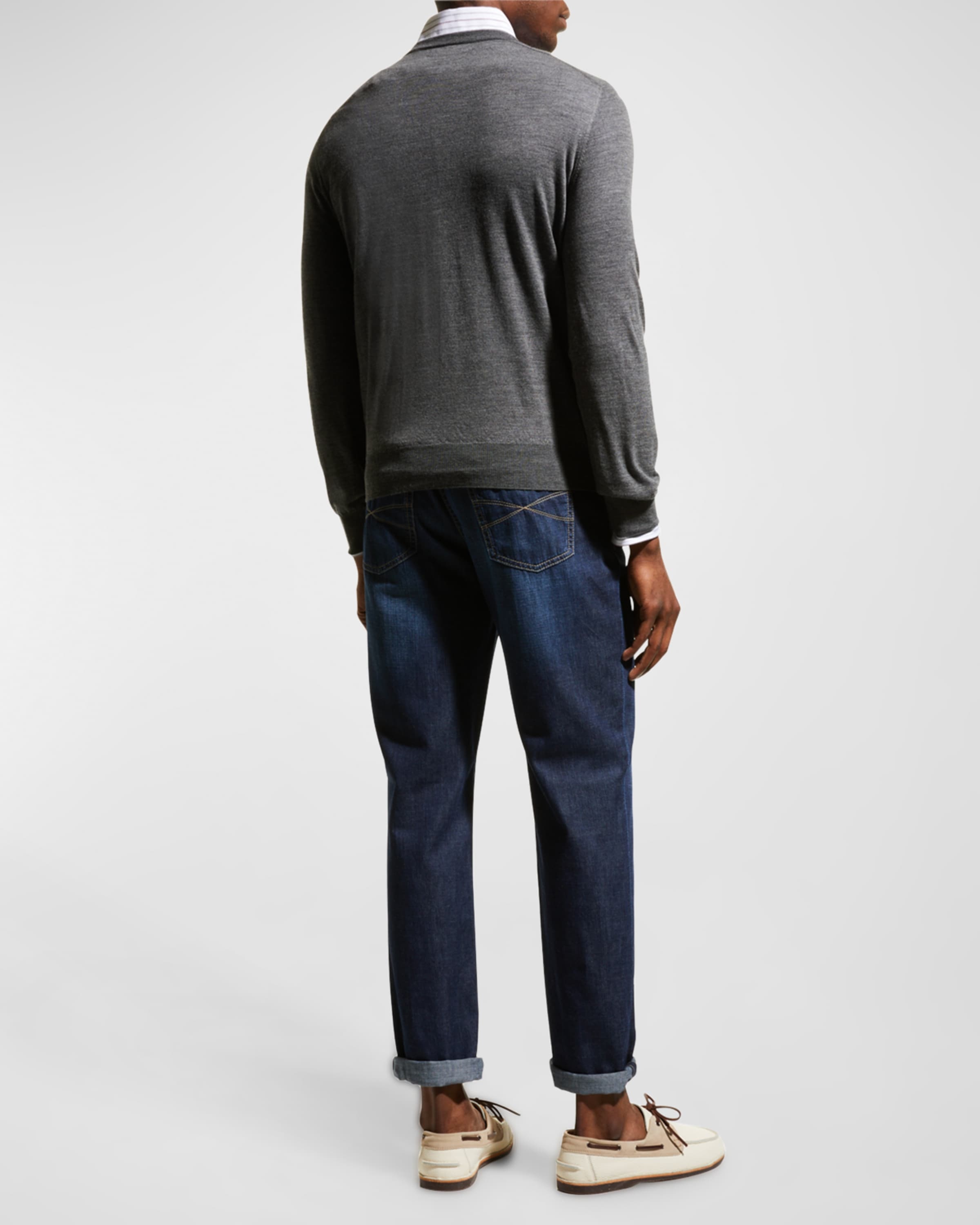 Fine-Gauge Tipped V-Neck Sweater - 5