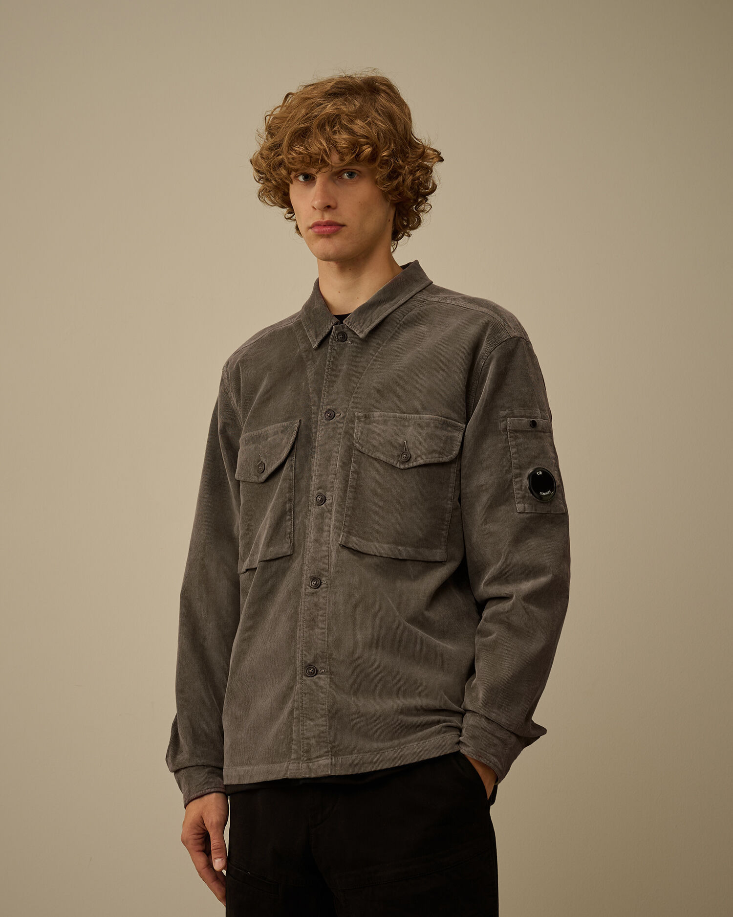 Corduroy Lens Button Overshirt - 3