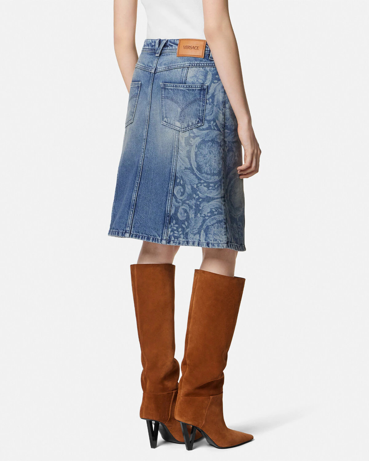 Barocco Denim Wrap Skirt - 5