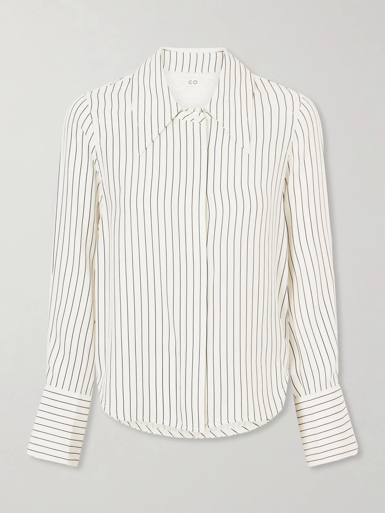 Striped Silk-satin Shirt - 1