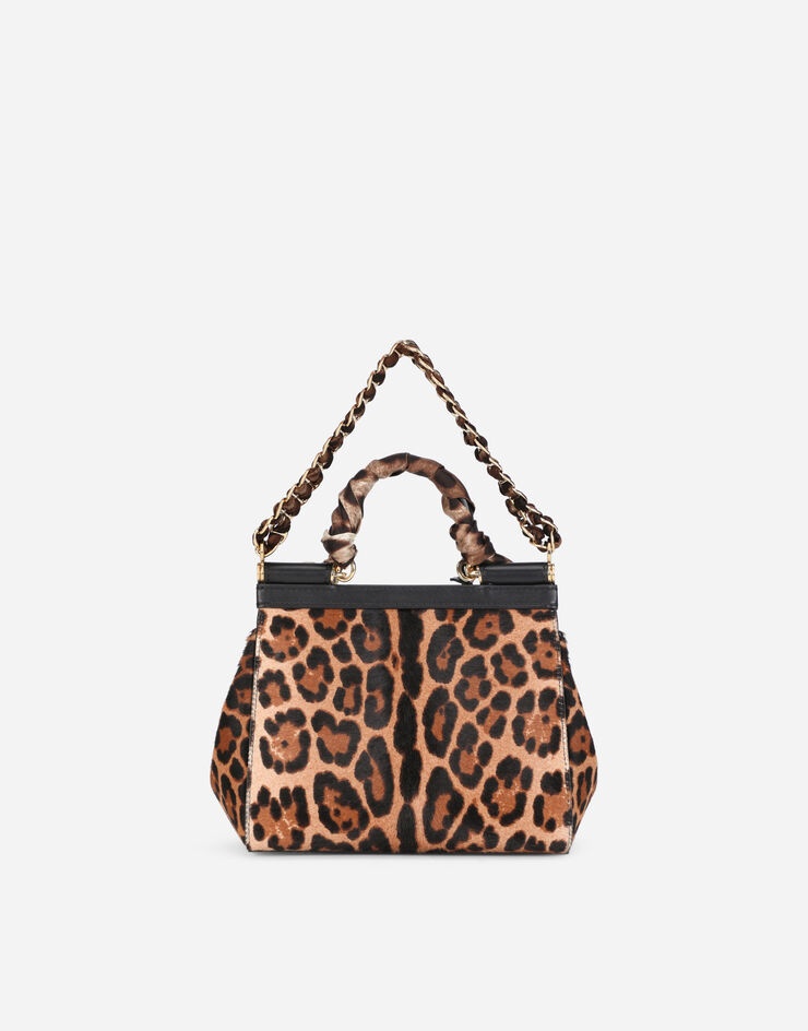 Small Sicily bag in leopard-print pony hair with scarf detail - 4