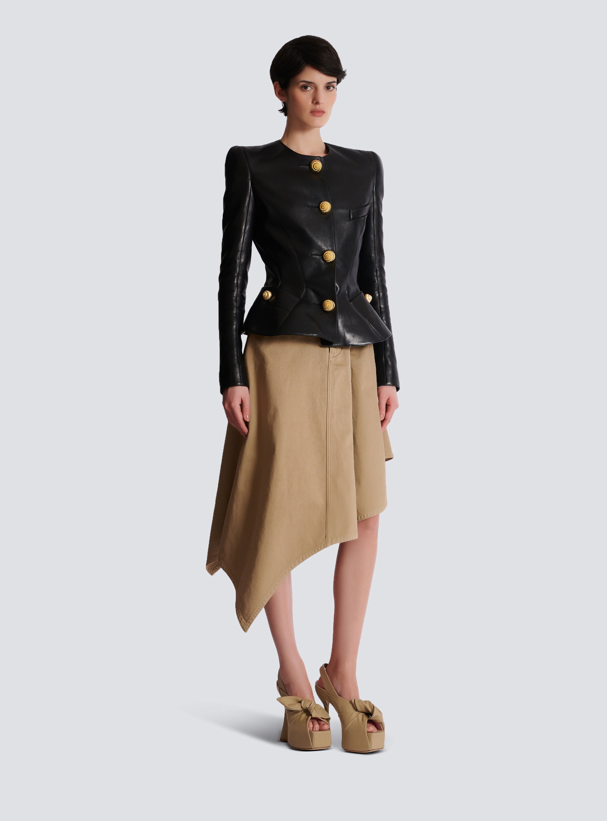 Lambskin leather peplum jacket - 3