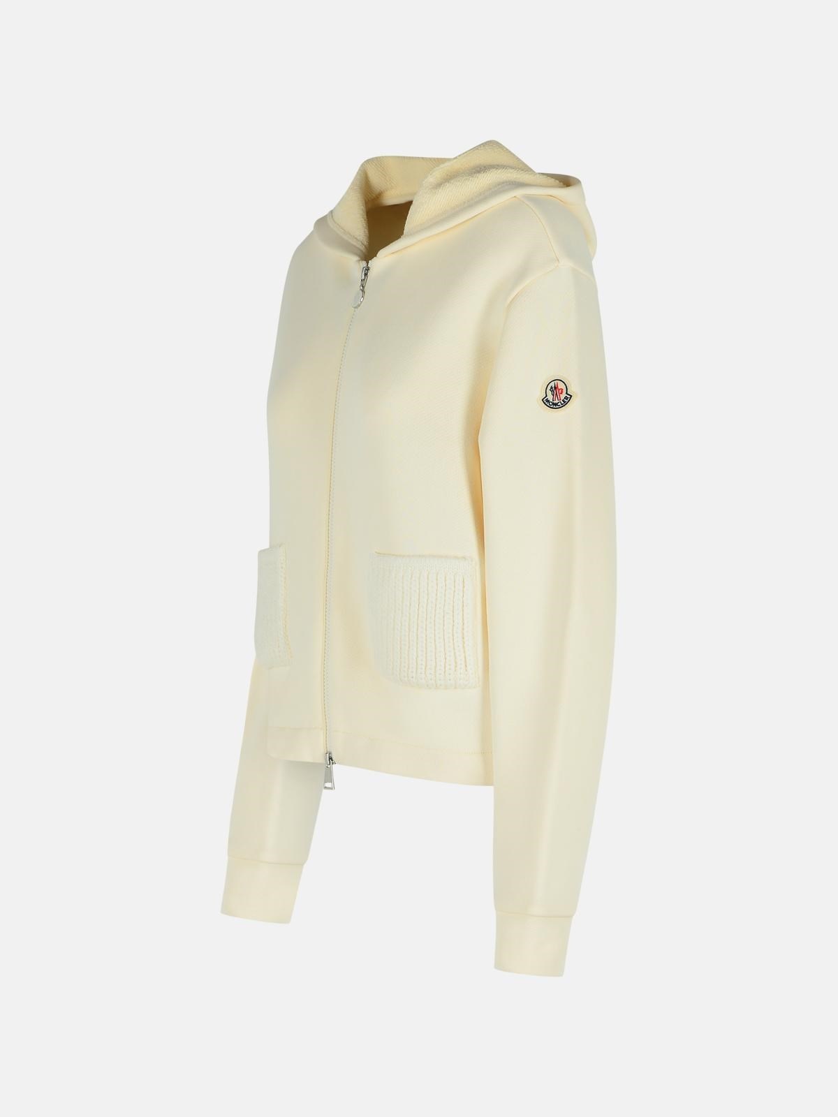 'ZIP UP' CREAM COTTON BLEND SWEATSHIRT - 2