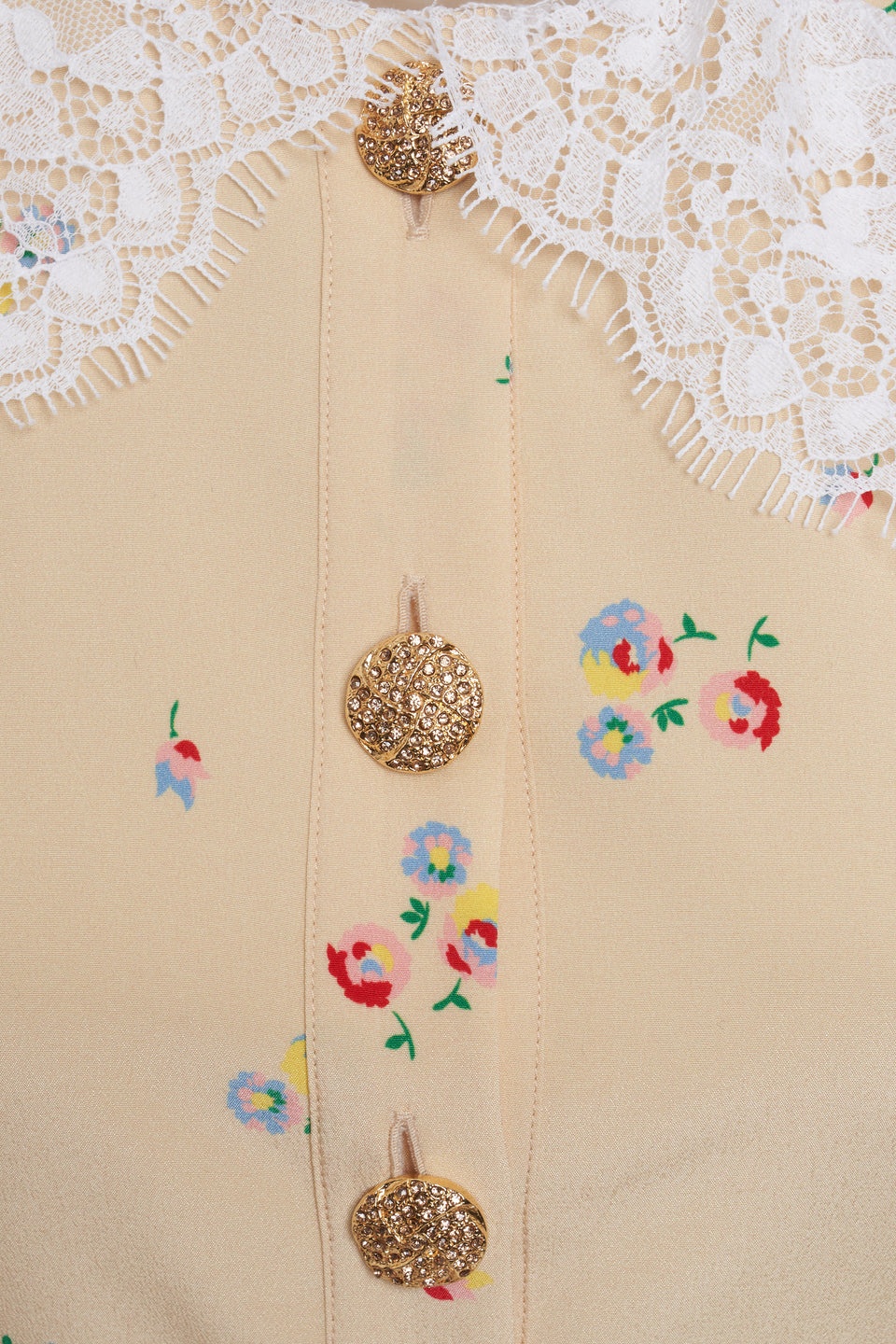 FLOWER PRINT SILK MINI DRESS WITH JWL BUTTONS - 3