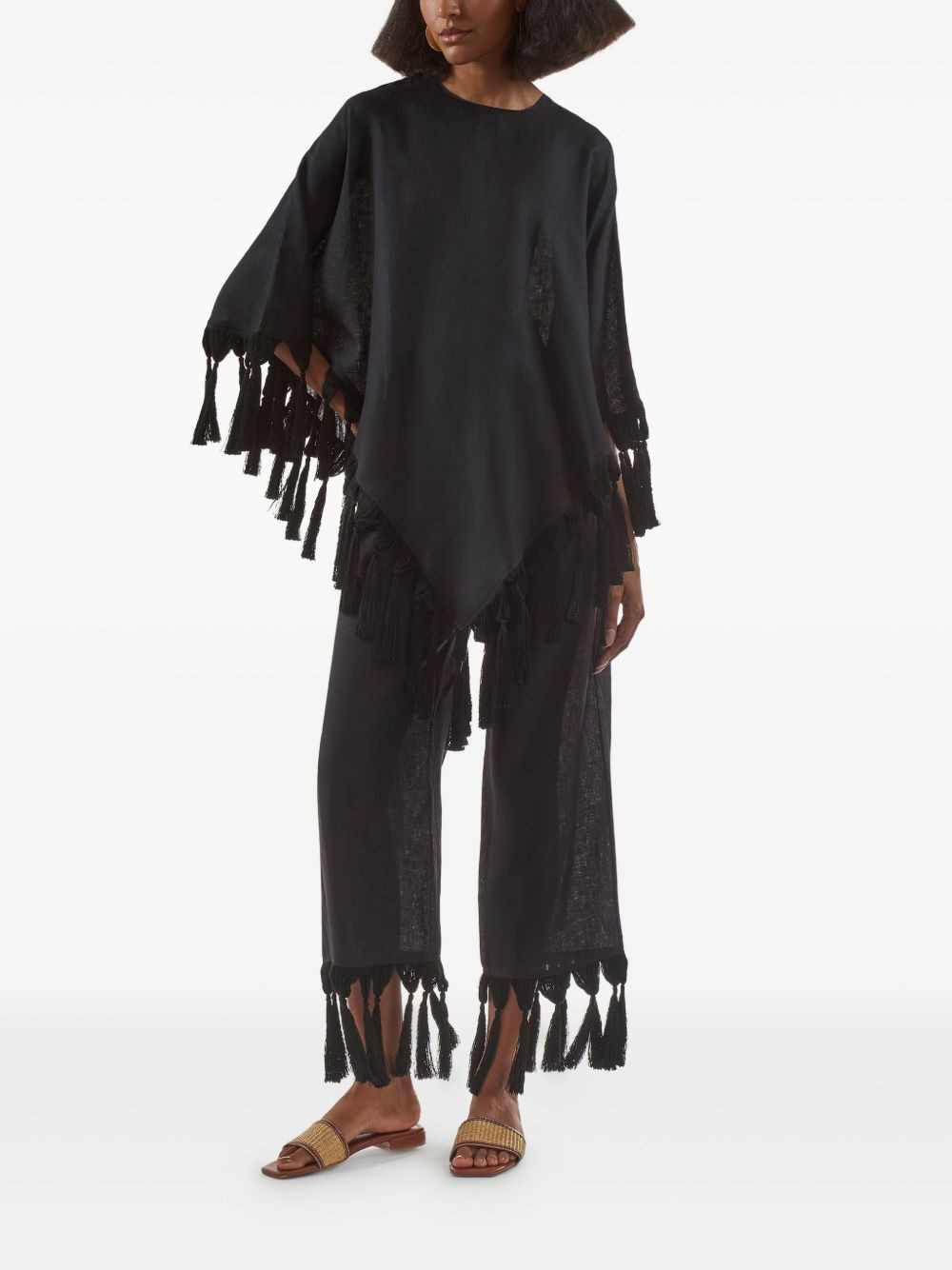 Marlino fringes-detail linen trousers - 2