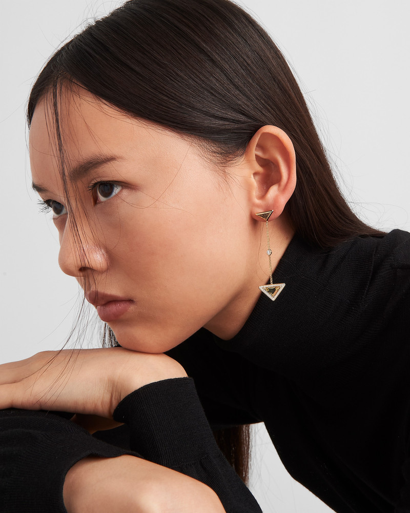 Prada Eternal Gold drop earrings in yellow gold with diamonds and green quartz outlook