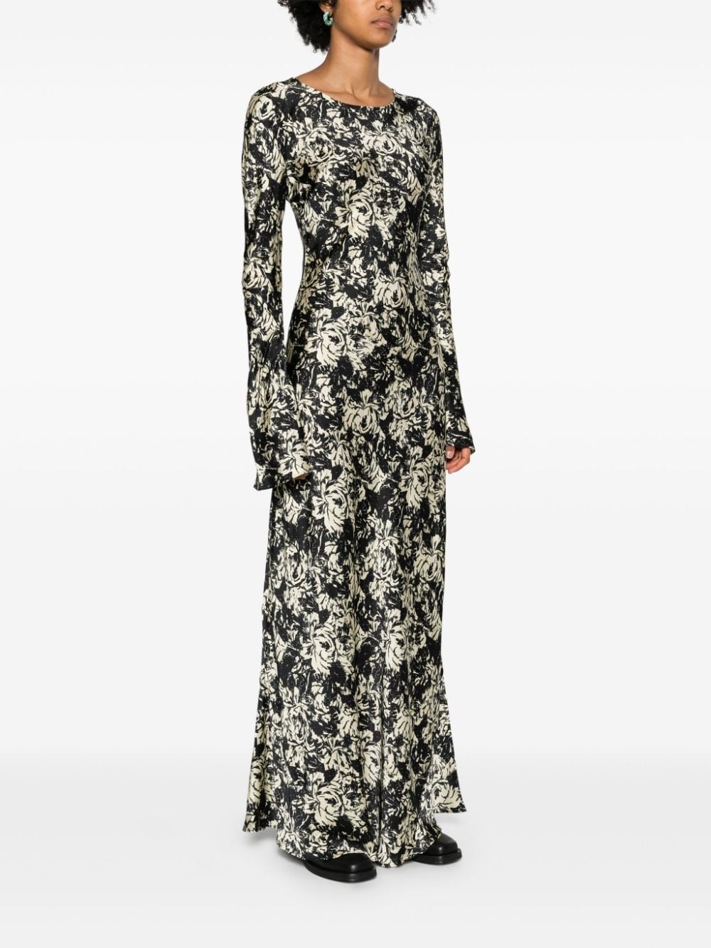 floral-print satin maxi dress - 3