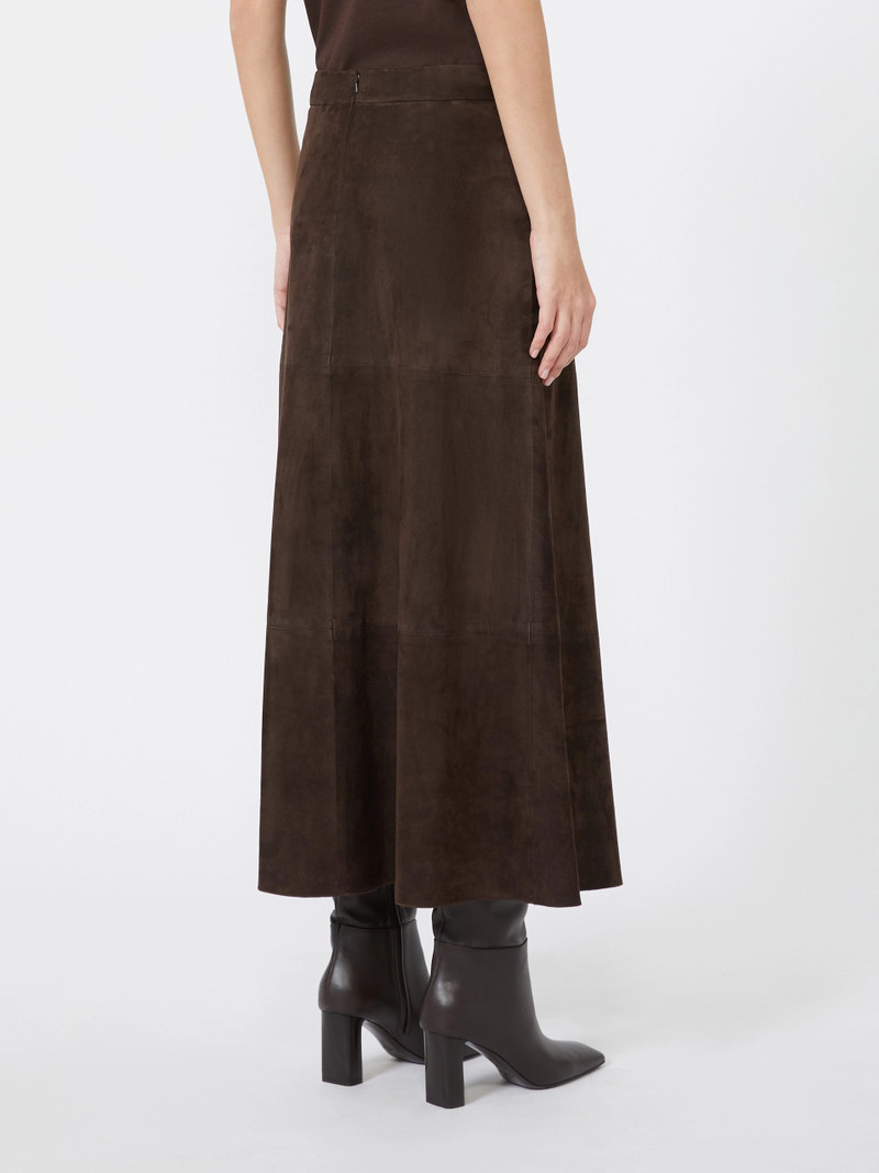FIORIRE Flared suede skirt - BROWN 4
