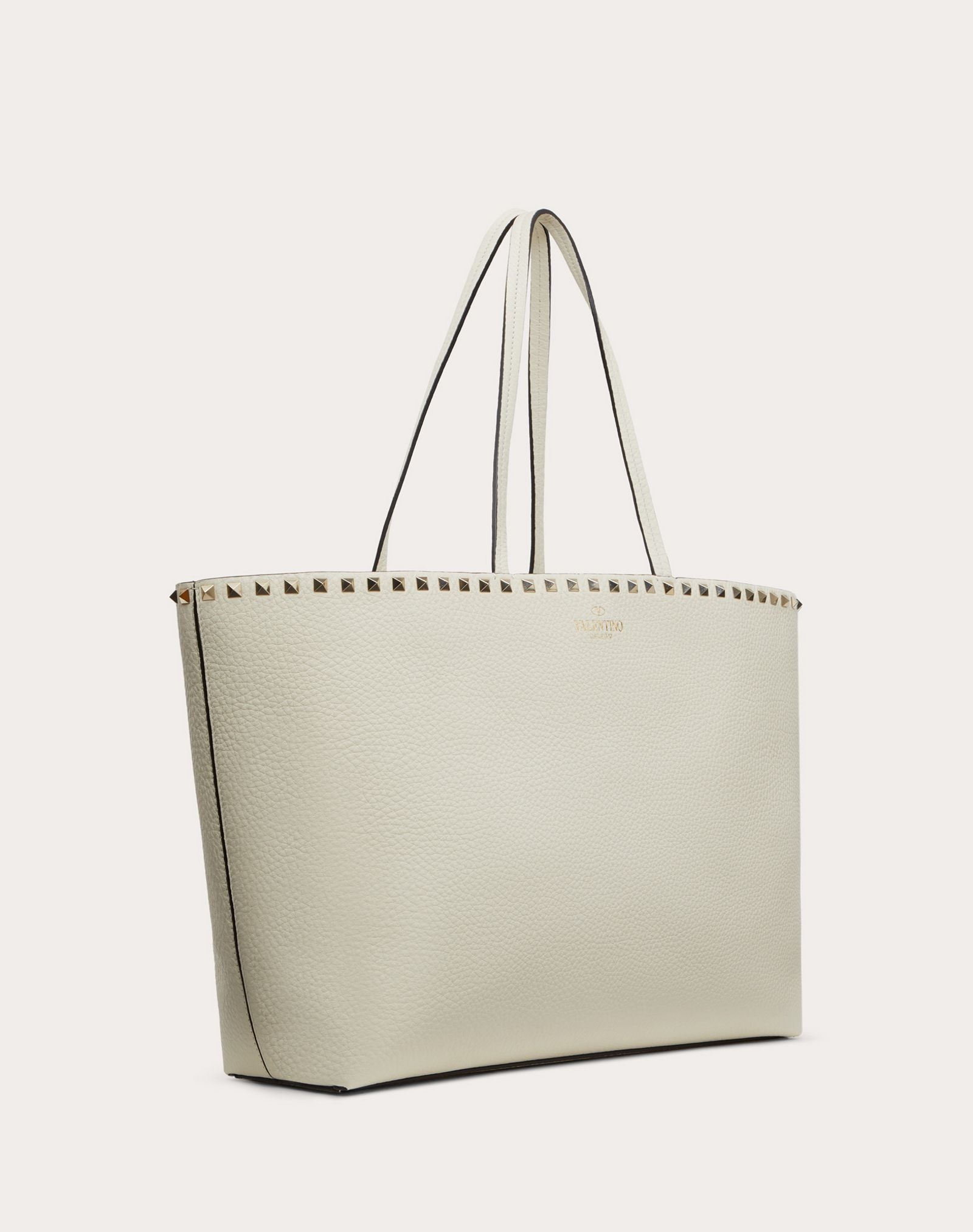 Large grain calfskin leather Rockstud shopping bag - 2