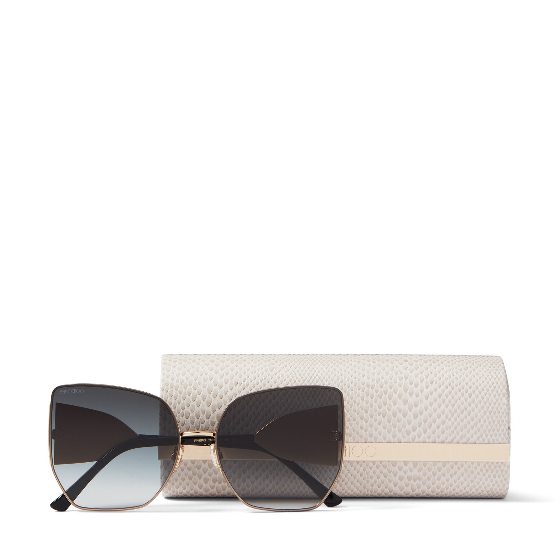 River
Rose Gold Oversized Sunglasses with Silver Glitter - 4