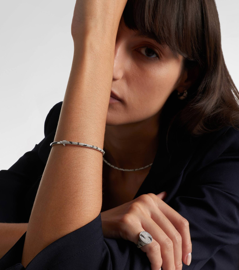Yvonne Léon Jonc Zèbre 9kt white gold bracelet with diamonds outlook