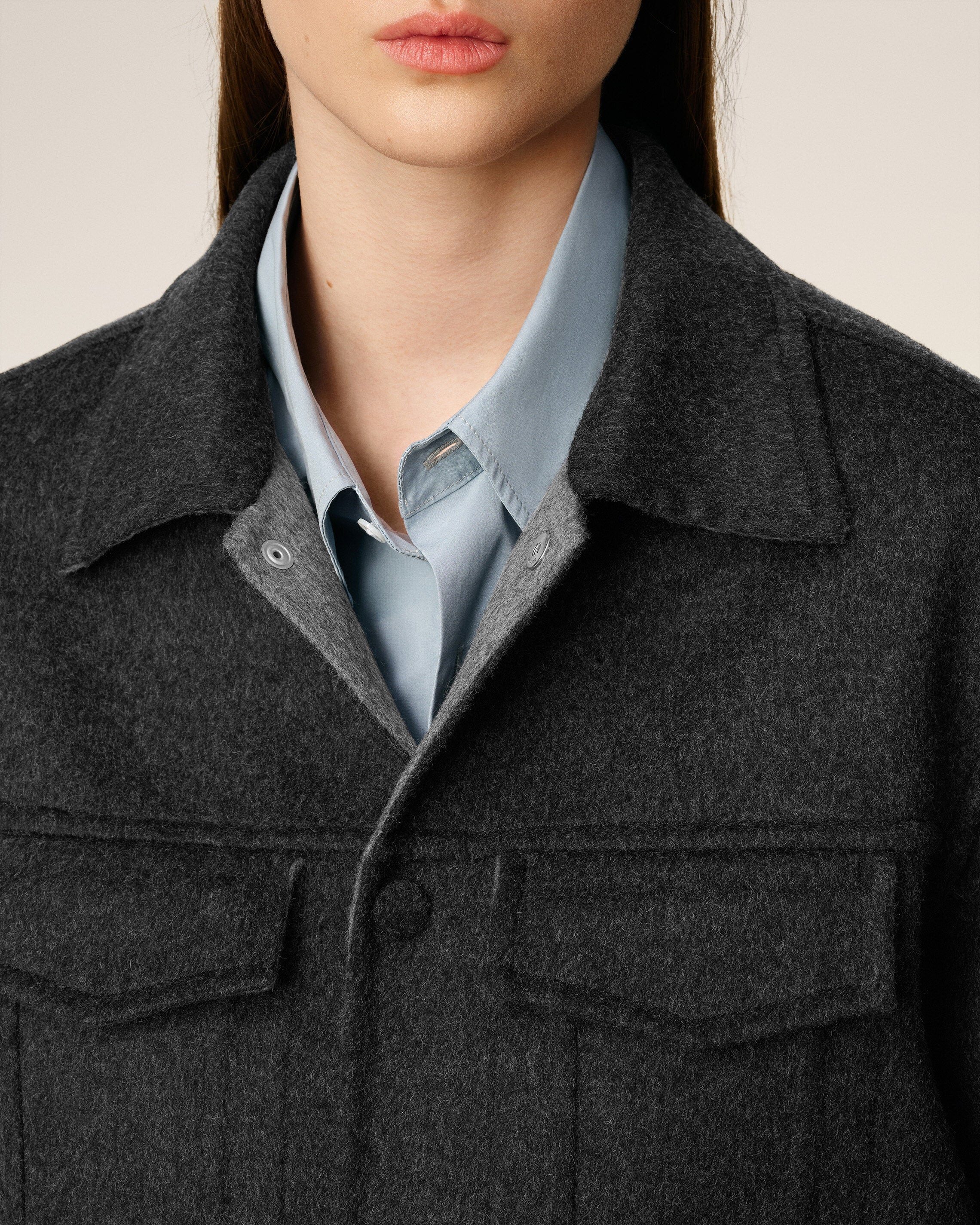 GREY WOOL TRUCKER JACKET - 4