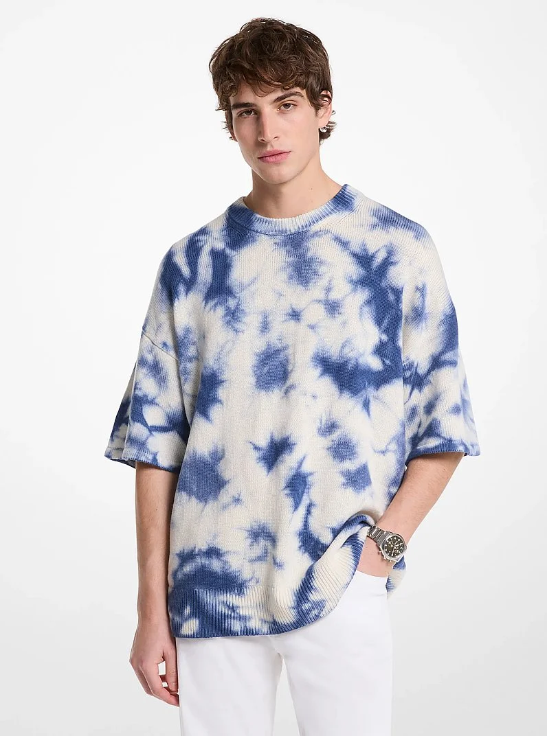 Tie Dye Wool and Cashmere Short-Sleeve Sweater - 1