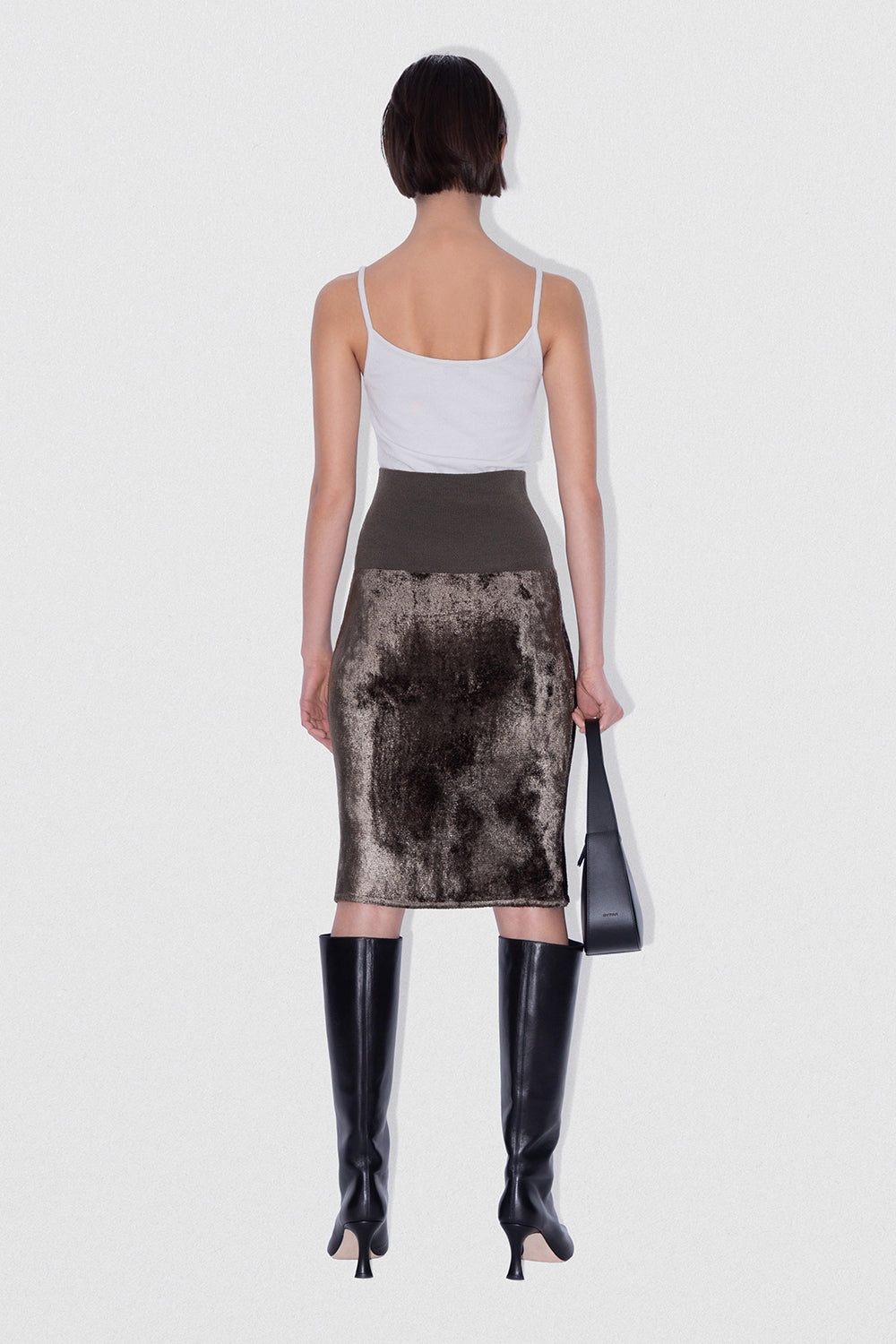 LUCILLE SKIRT DARK TAUPE VELVET KNIT - 3