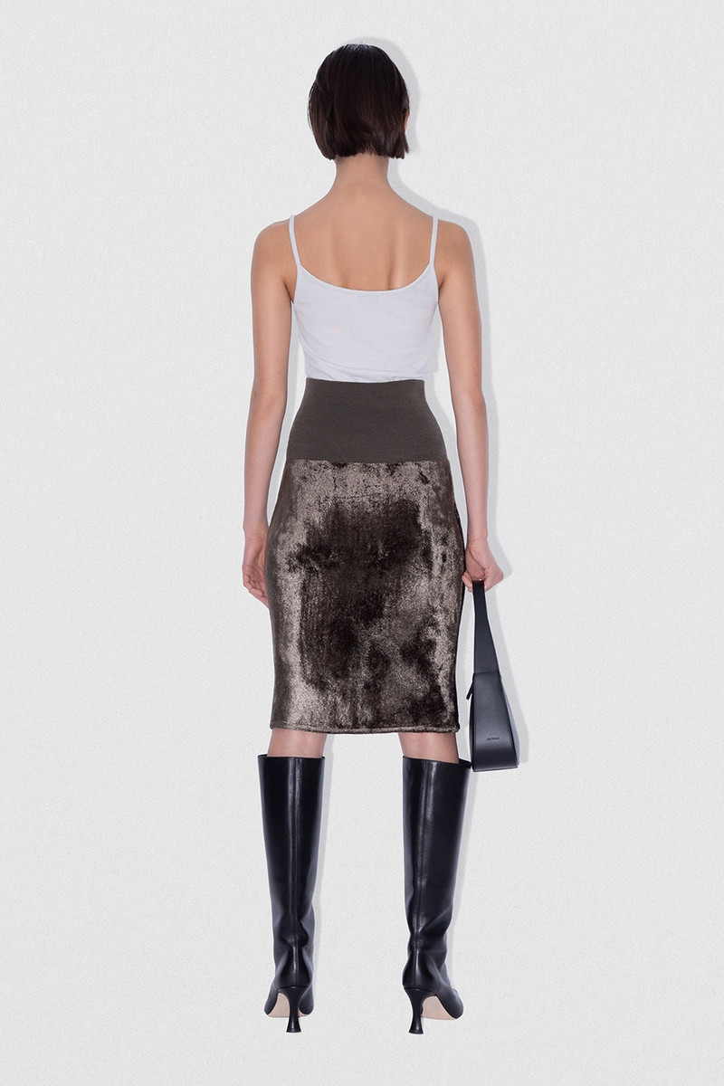LUCILLE SKIRT DARK TAUPE VELVET KNIT 3