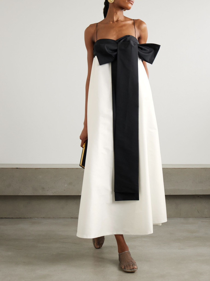 BERNADETTE Bailey two-tone bow-embellished taffeta midi dress Ivory outlook