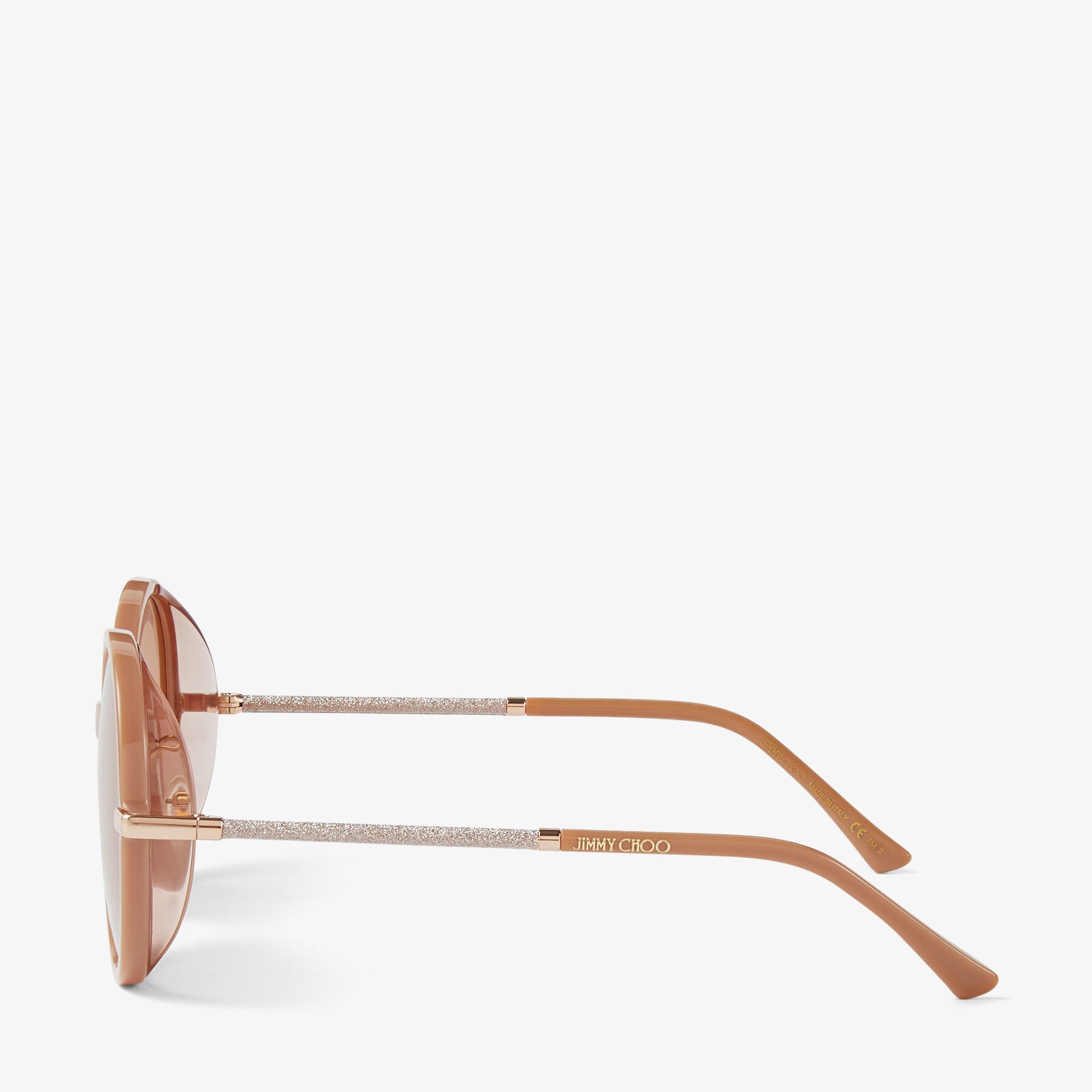 Ema
Nude Round-Frame Sunglasses with Glitter - 2