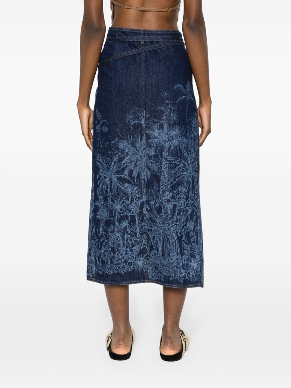 Jungle Toile de Jouy denim skirt - 4