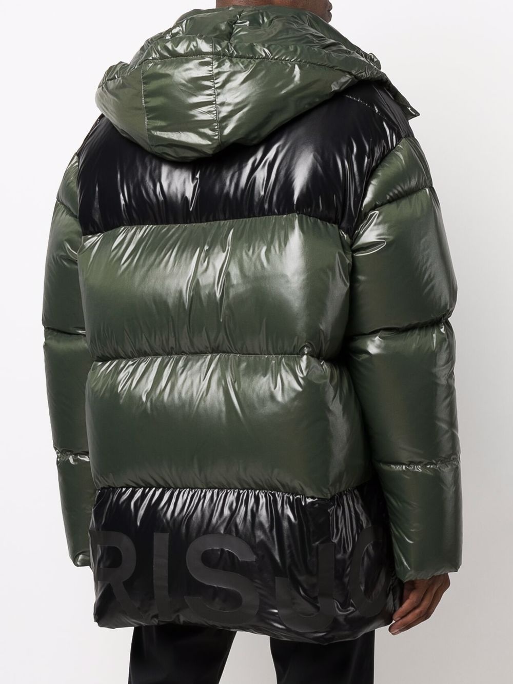 two-tone glossy puffer jacket - 4