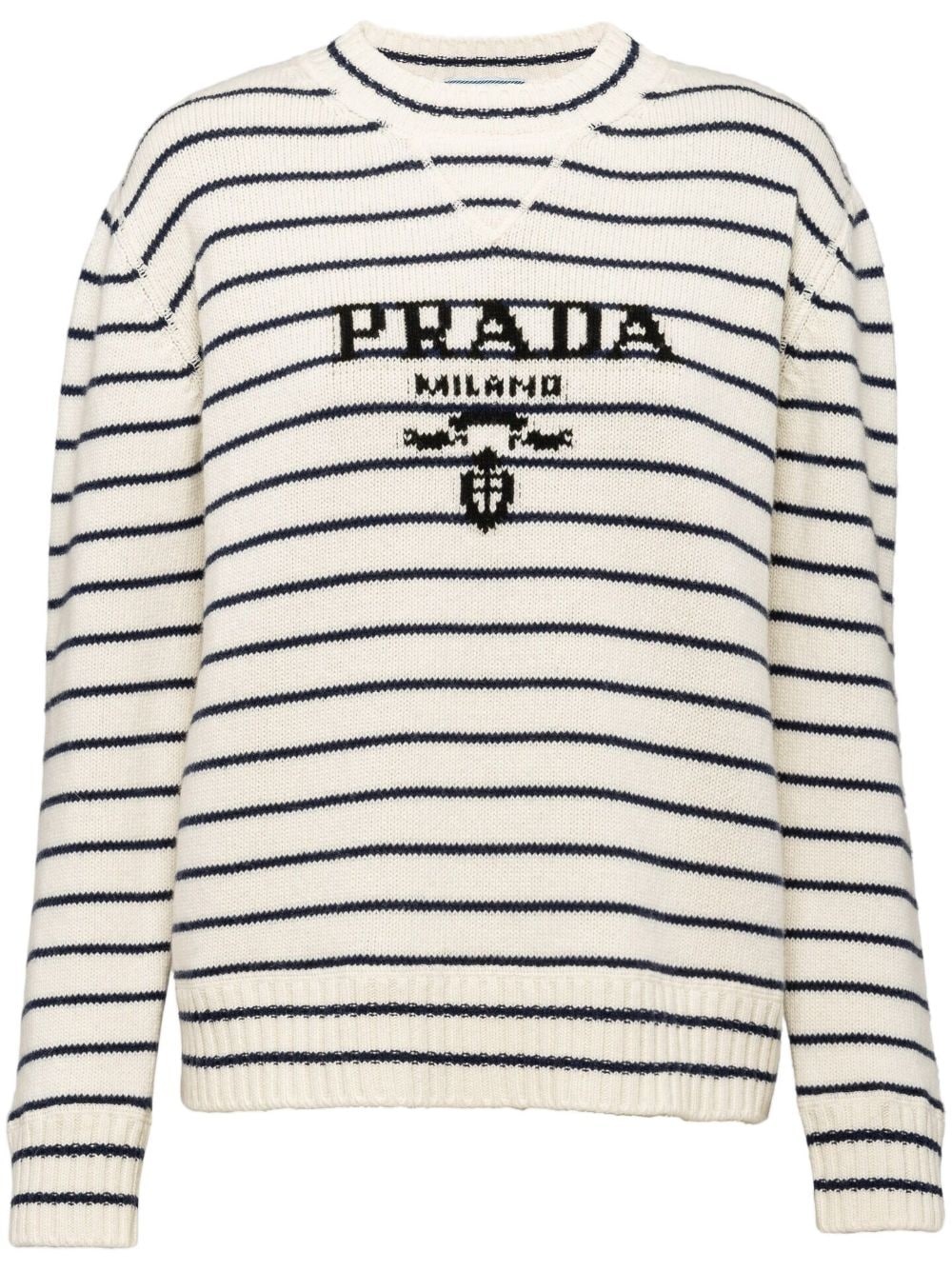 intarsia-logo striped cashmere jumper - 1