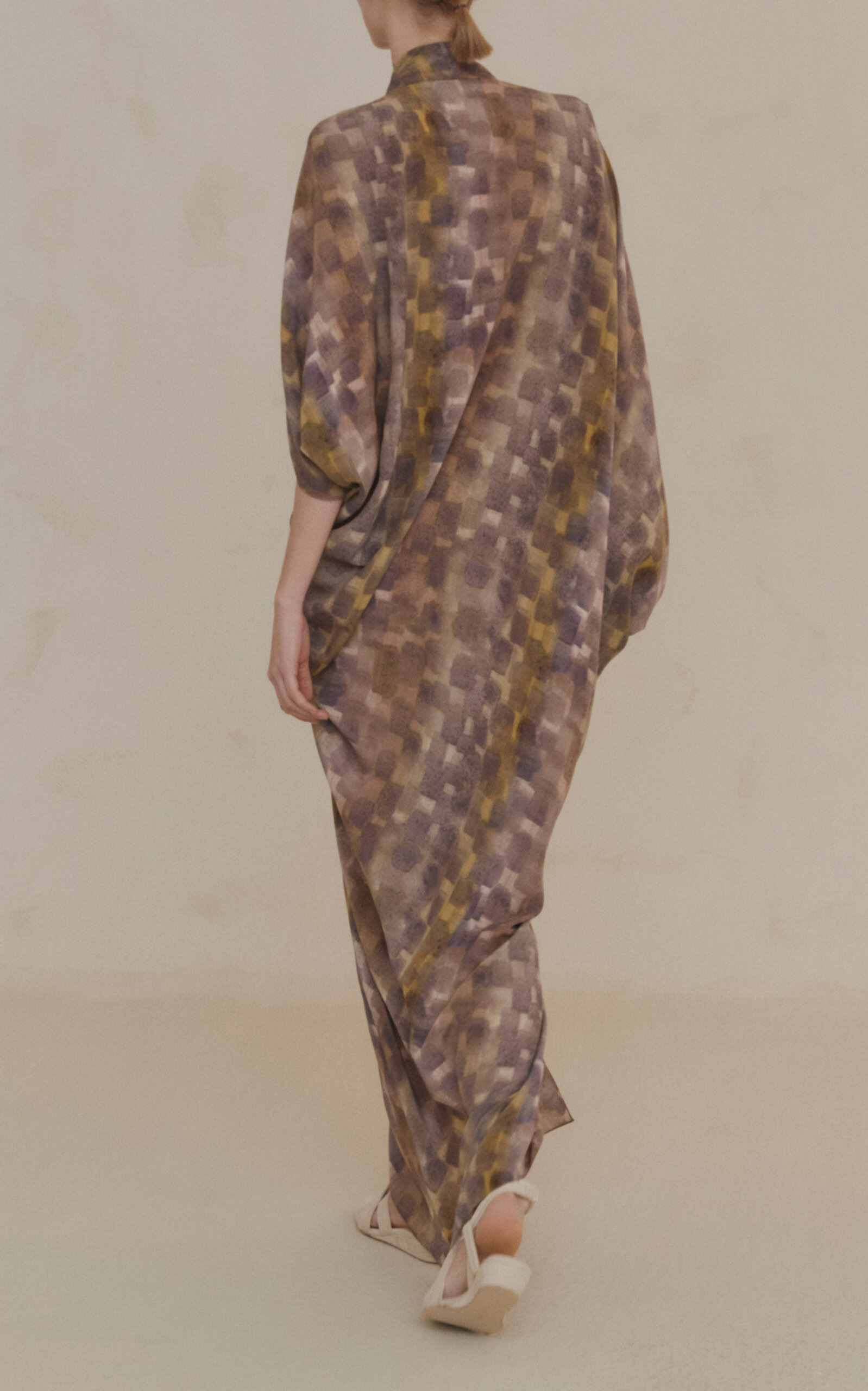 Mayu Draped Silk Maxi Dress print - 4