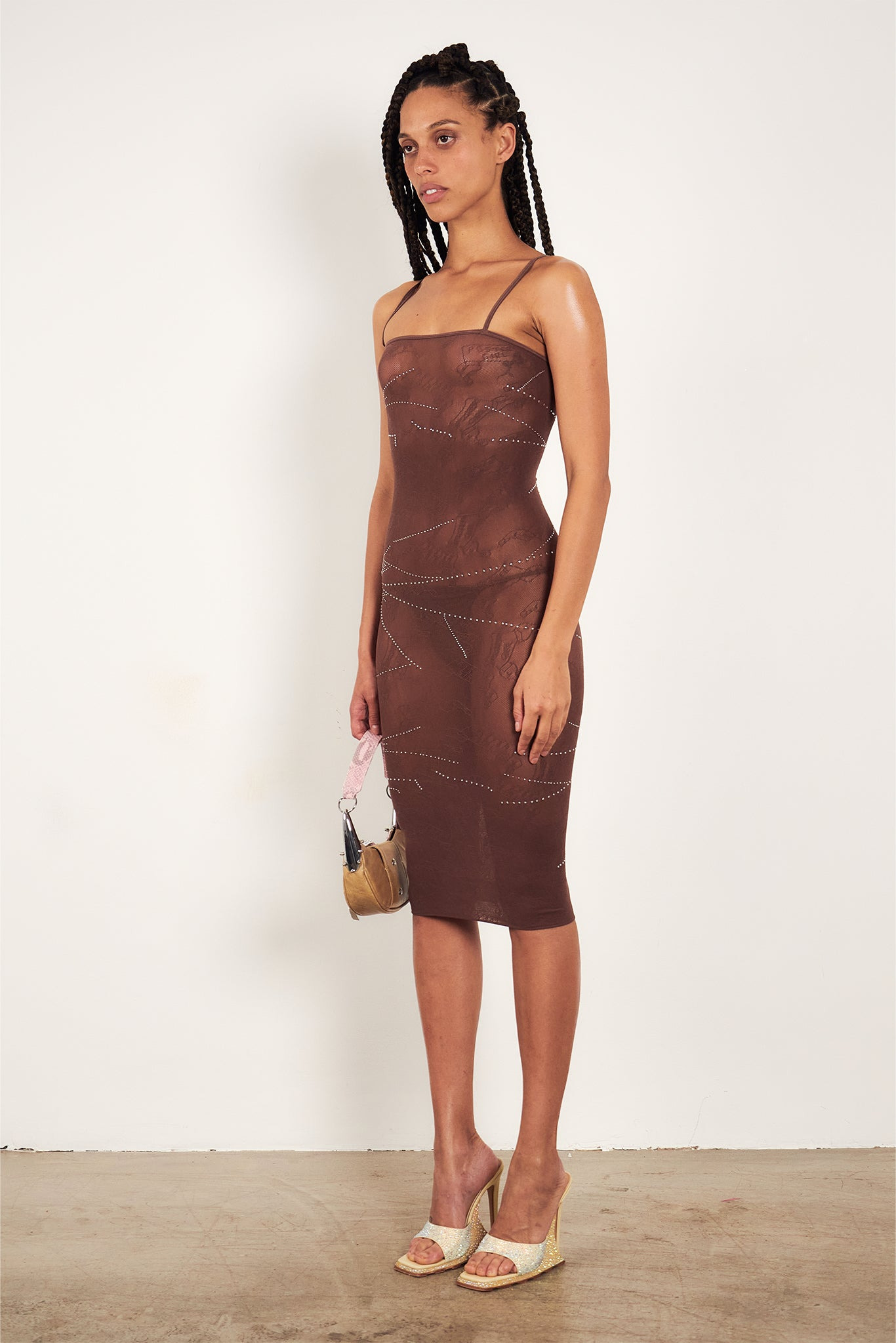 VANDERBECK DRESS RHINESTONE IN OLD MONEY BROWN - 5