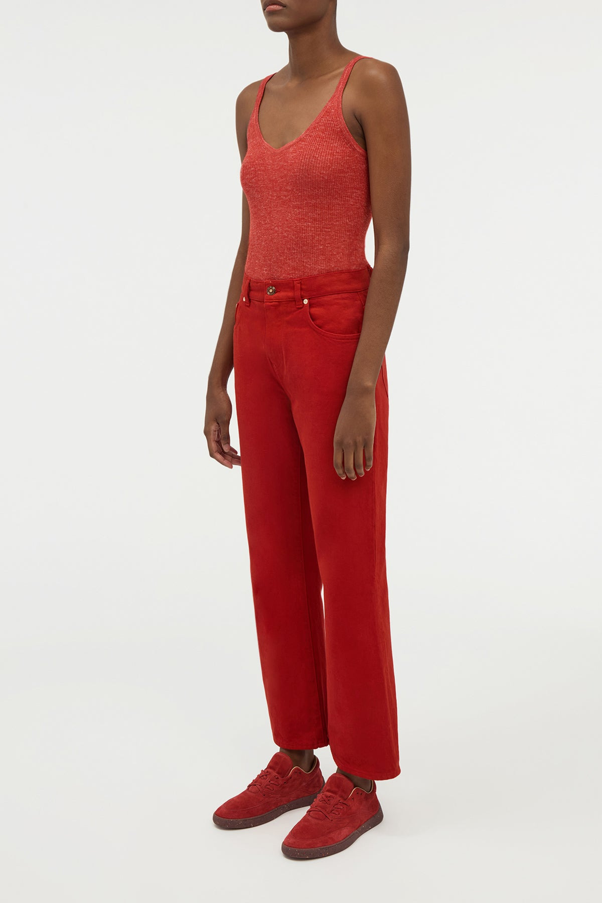 Cinxia Knit Tank Top in Antelope Orange Cashmere Silk with Hemp - 4