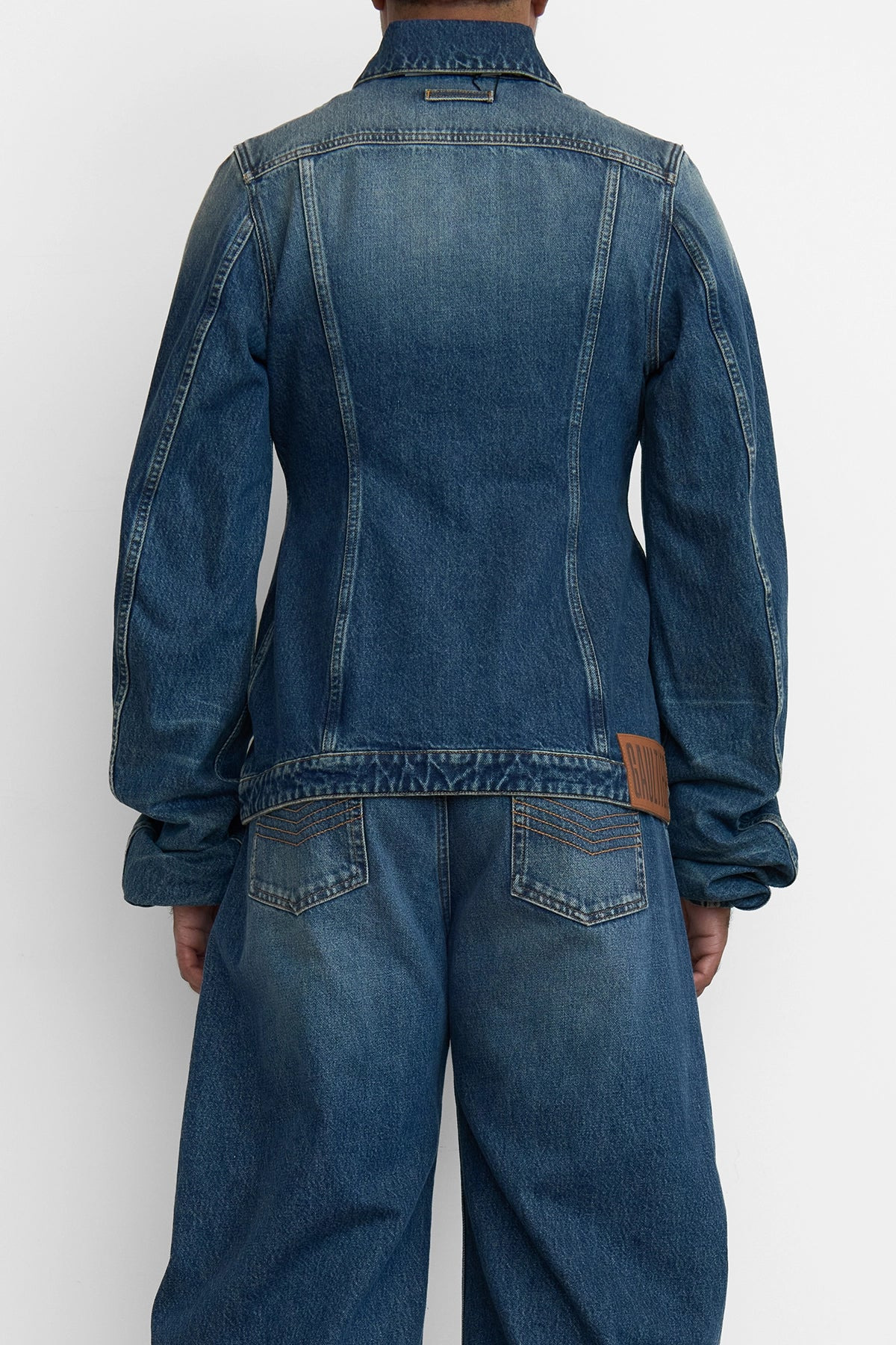 Jean Paul Gaultier Fitted Denim Jacket With Extended Sleeves Vintage Blue - 6