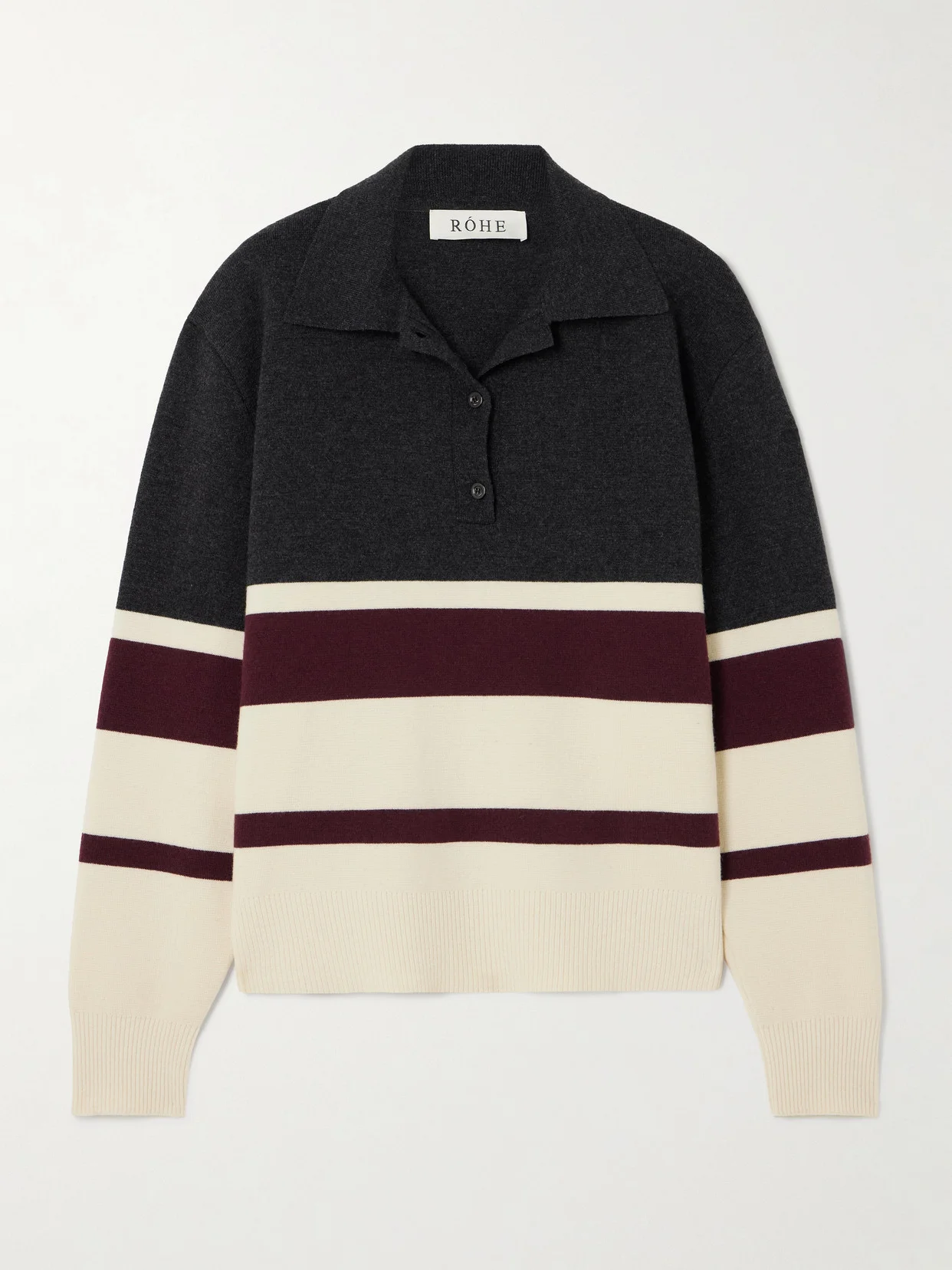 Oversized Striped Wool And Cashmere-blend Polo Sweater - 1