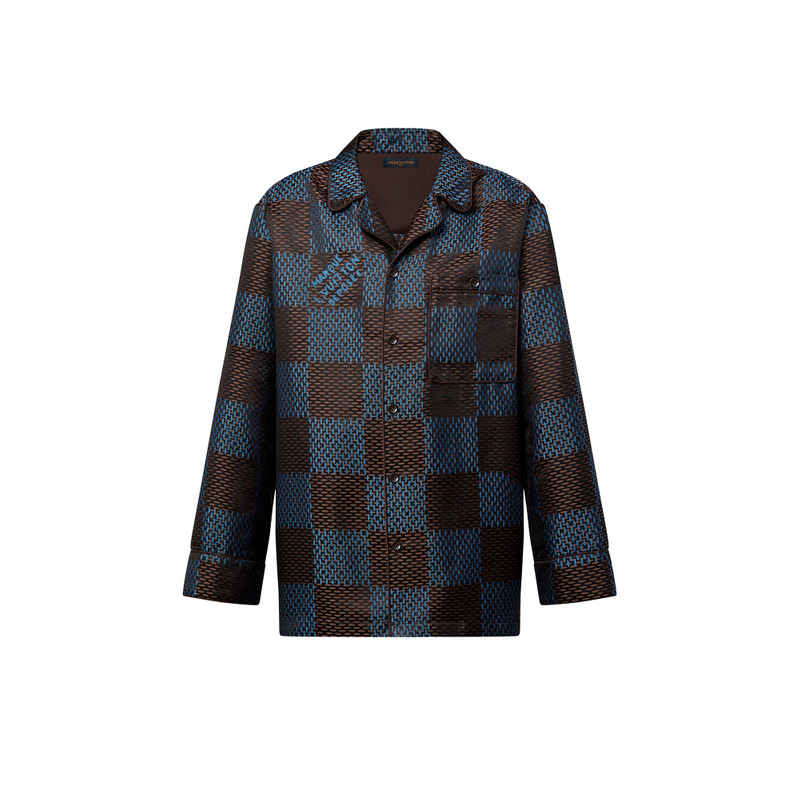 Long-Sleeved Damier Silk Pyjama Shirt 1