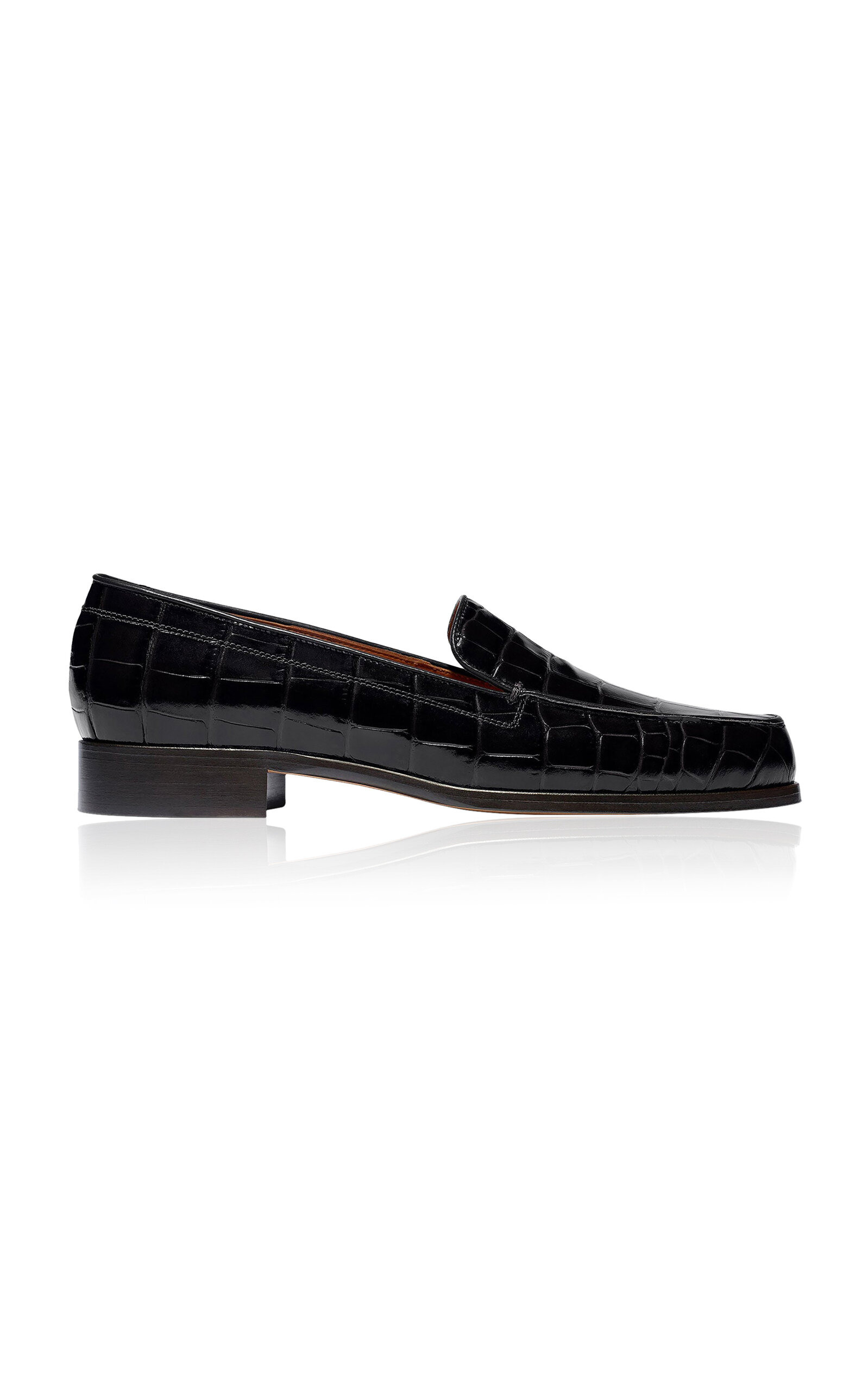 Danielle Croc-Effect Leather Loafers black - 1