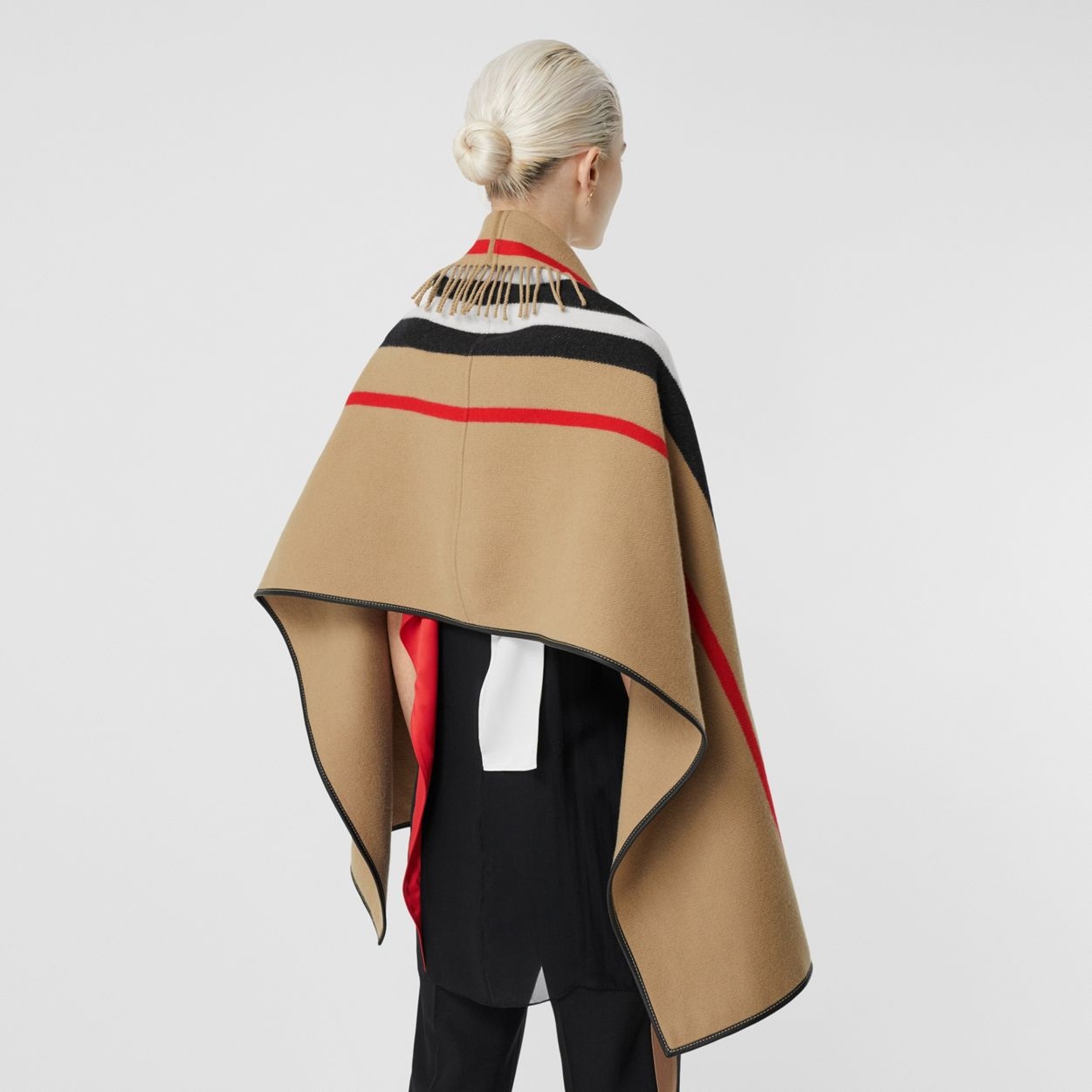 Icon Stripe Wool Cashmere Jacquard Cape - 3