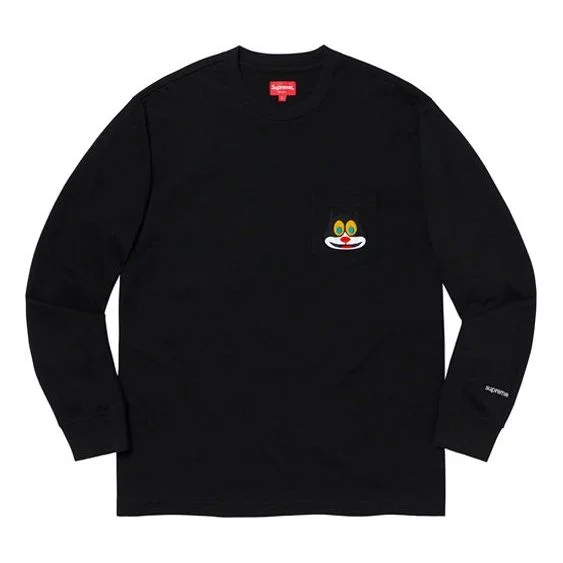 Supreme FW19 Week 4 Cat L/S Pocket Tee Chest Kitten Long Sleeves Unisex Black SUP-FW19-478 - 1