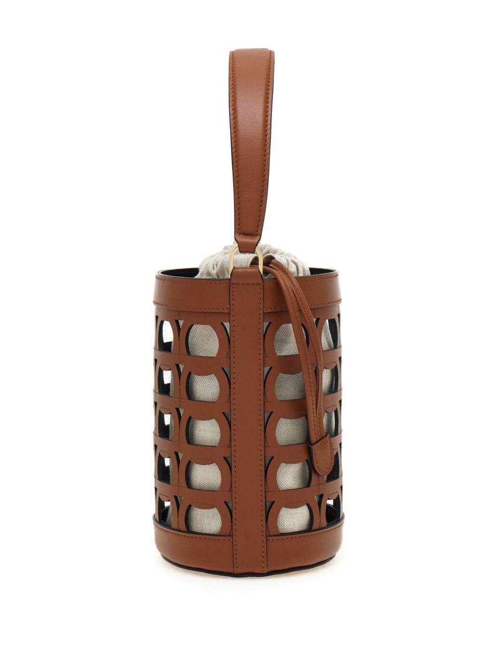 cut-out leather bucket bag - 3