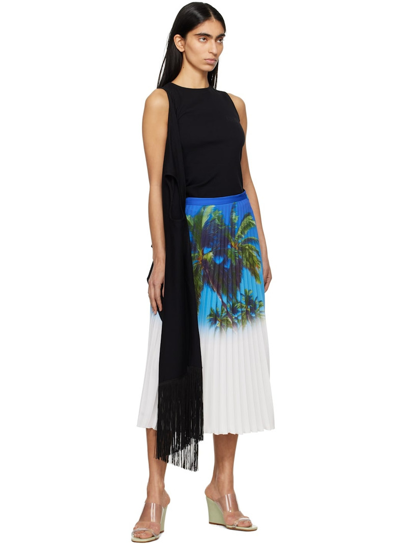 MM6 Maison Margiela Blue Archive Print Pleated Midi Skirt outlook