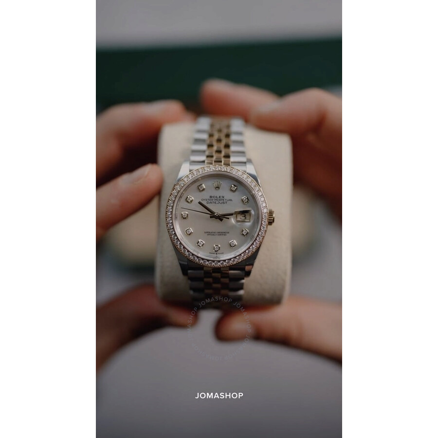 Rolex Datejust 36 Mother of Pearl Diamond Dial Ladies Steel and 18kt Yellow Gold Jubilee Watch 12628 - 5