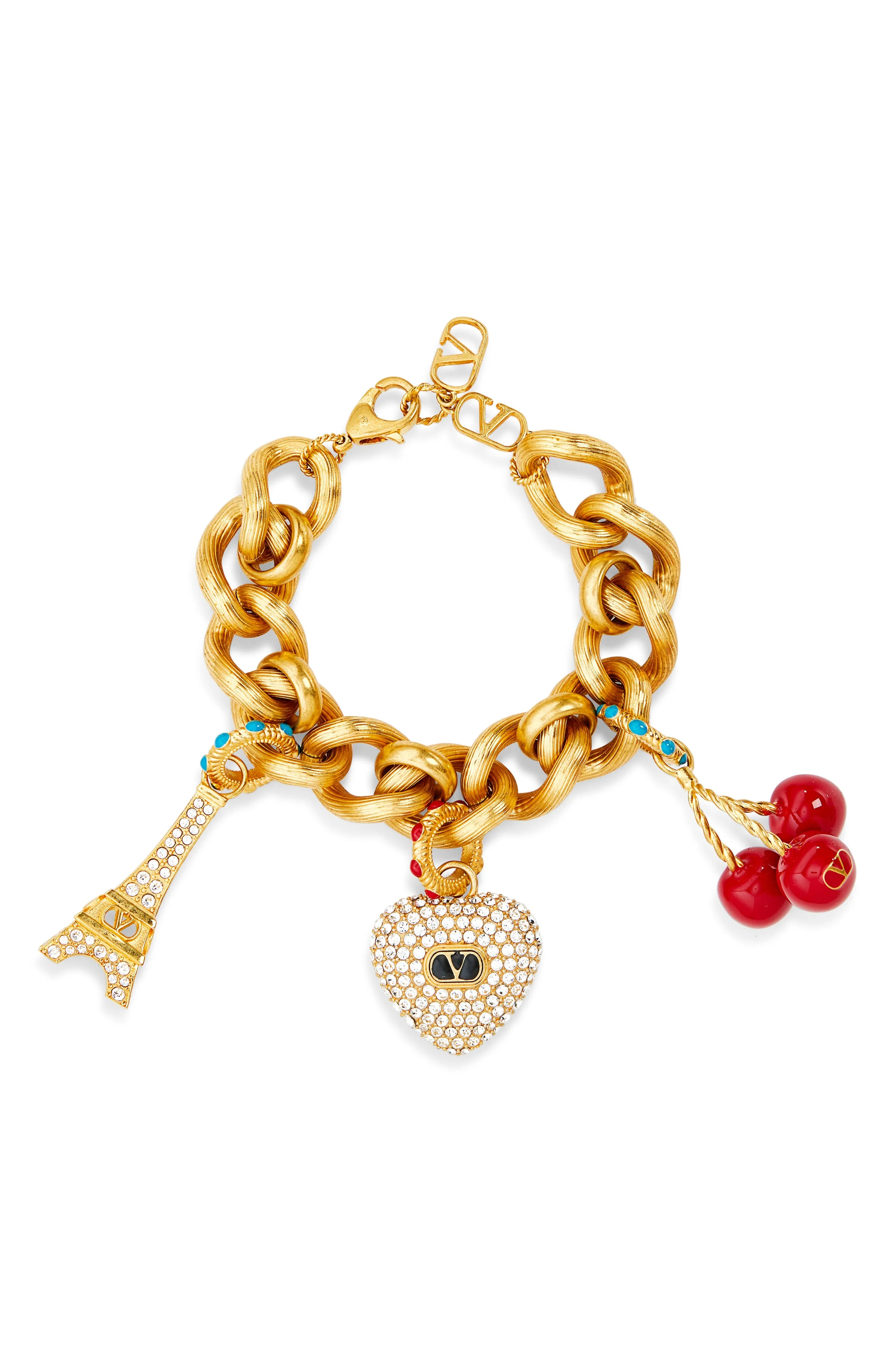Valentino Garavani Chez Valentino Bracelet in Antique Brass/Multi/Crystal at Nordstrom - 1