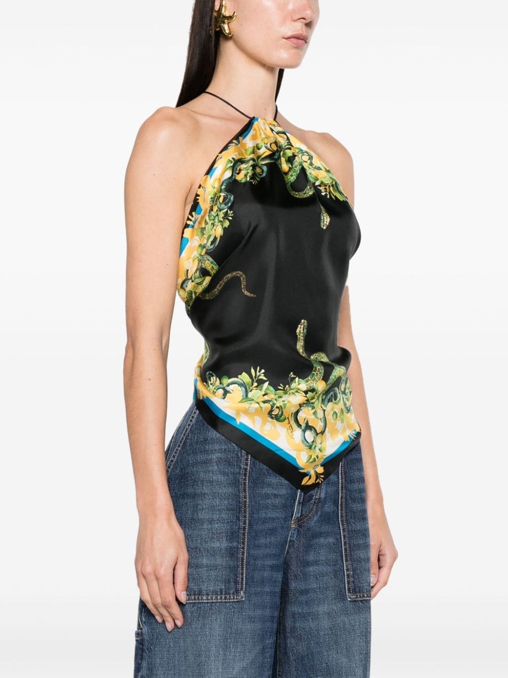 Snake-print halterneck top - 2