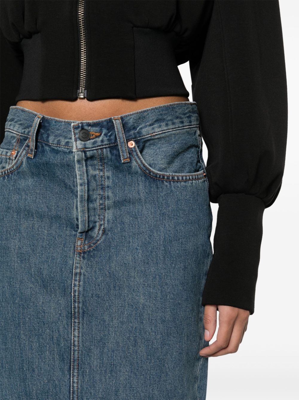 rear-slit denim maxi skirt - 5