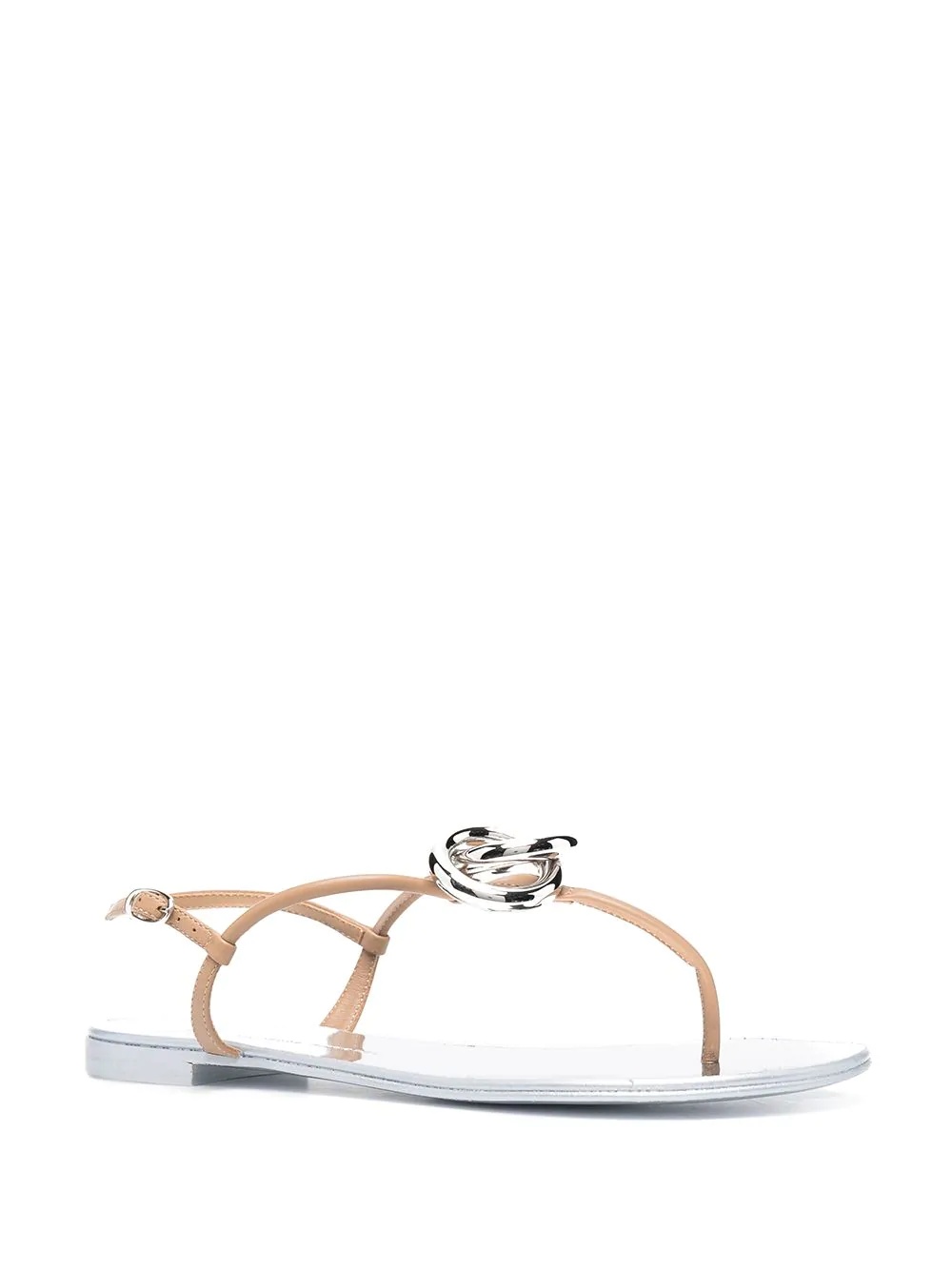 linked-ring flat sandals - 2