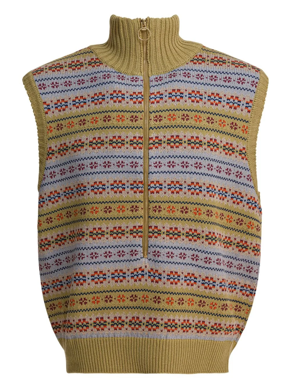 high-neck patterned gilet - 1