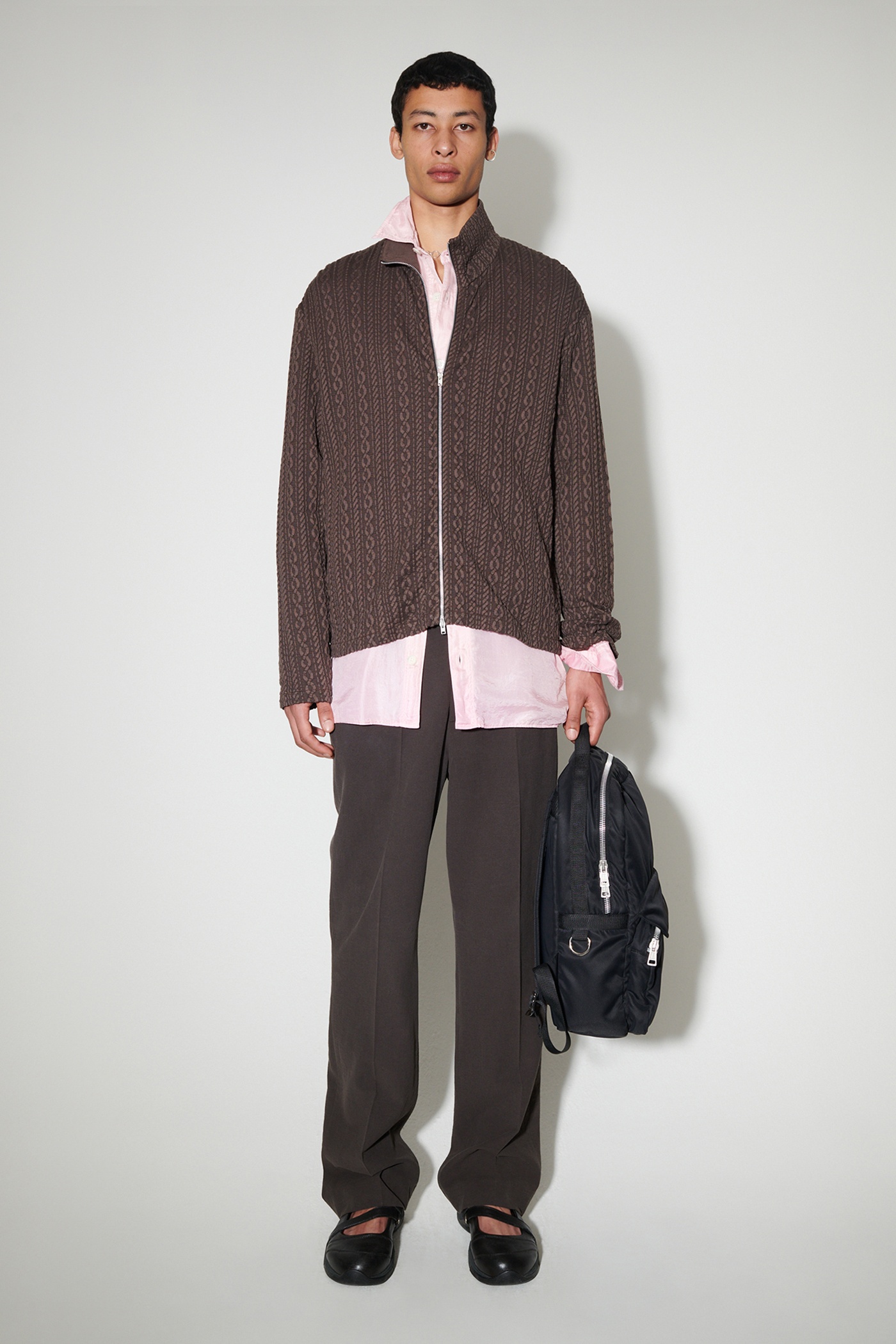 Shrunken Fullzip Polo Indulgent Choco Cable Jacquard - 2